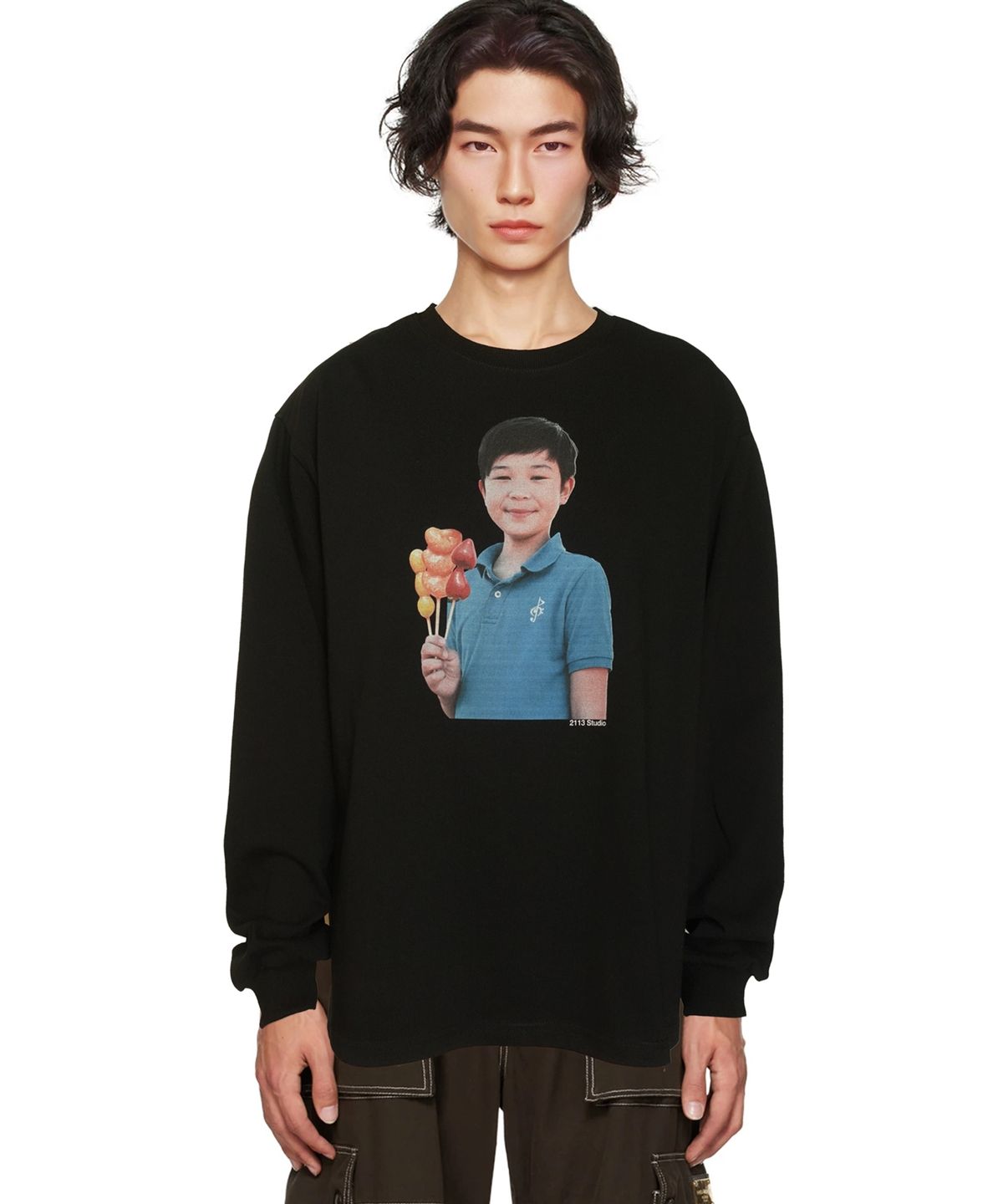 2113 스튜디오(2113 STUDIO) Ep.6 Long sleeve T-shirts Black top No.4 (Tanghulu boy)
