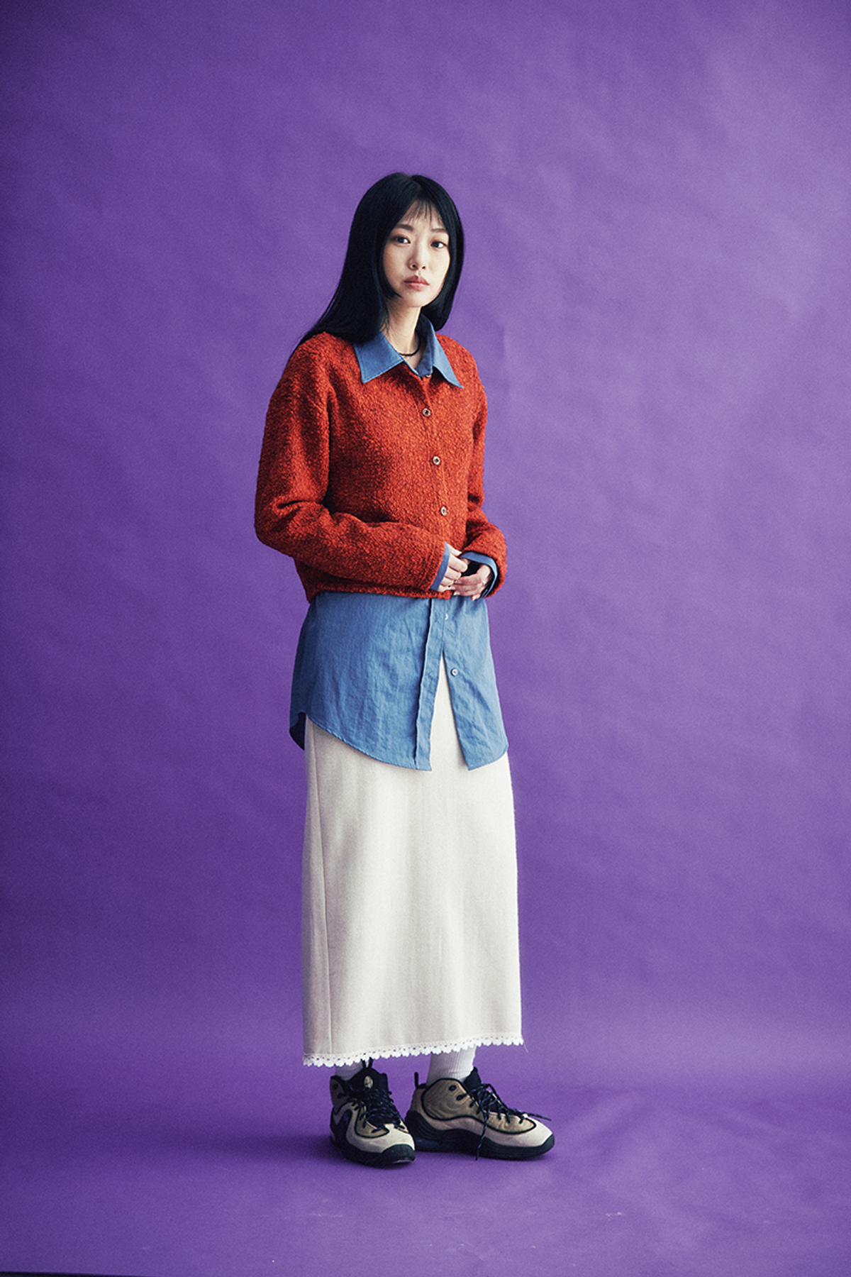 쿠키시(KOOKEESEE) 울 멜톤 레이스 스커트_크림베이지