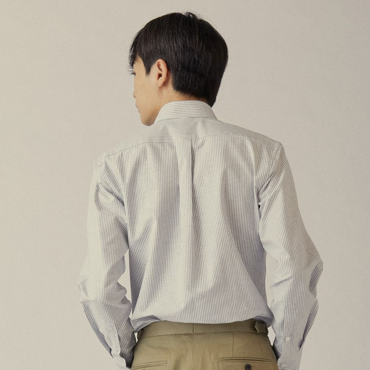 매너그램(MANNERGRAM) 옥스포드 코튼다운 스탠다드 셔츠 스트라이프