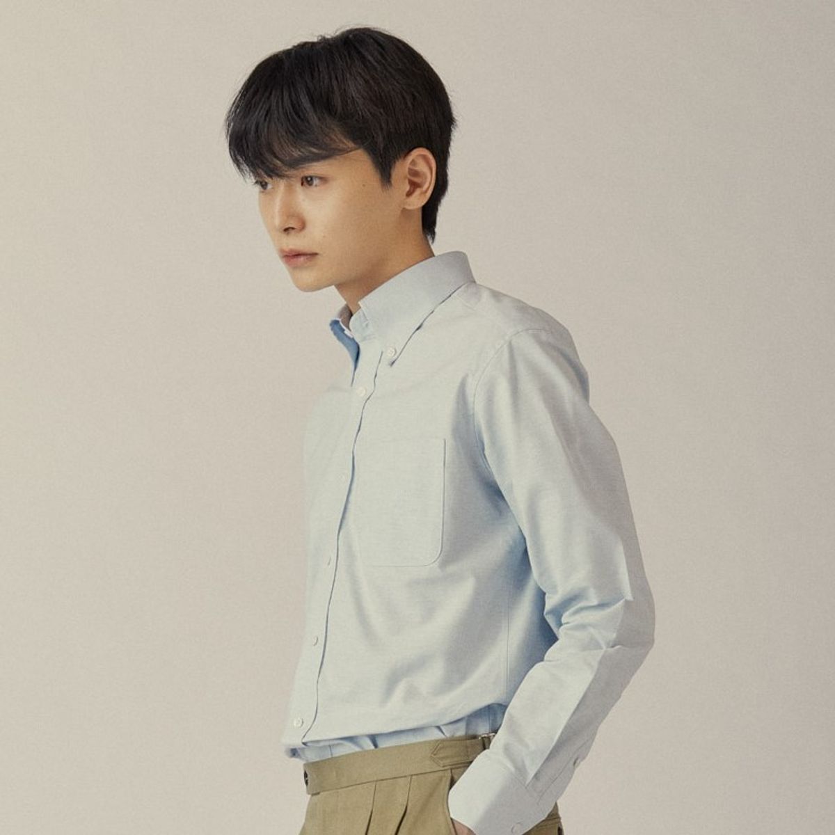 매너그램(MANNERGRAM) 옥스포드 코튼다운 스탠다드 셔츠 블루