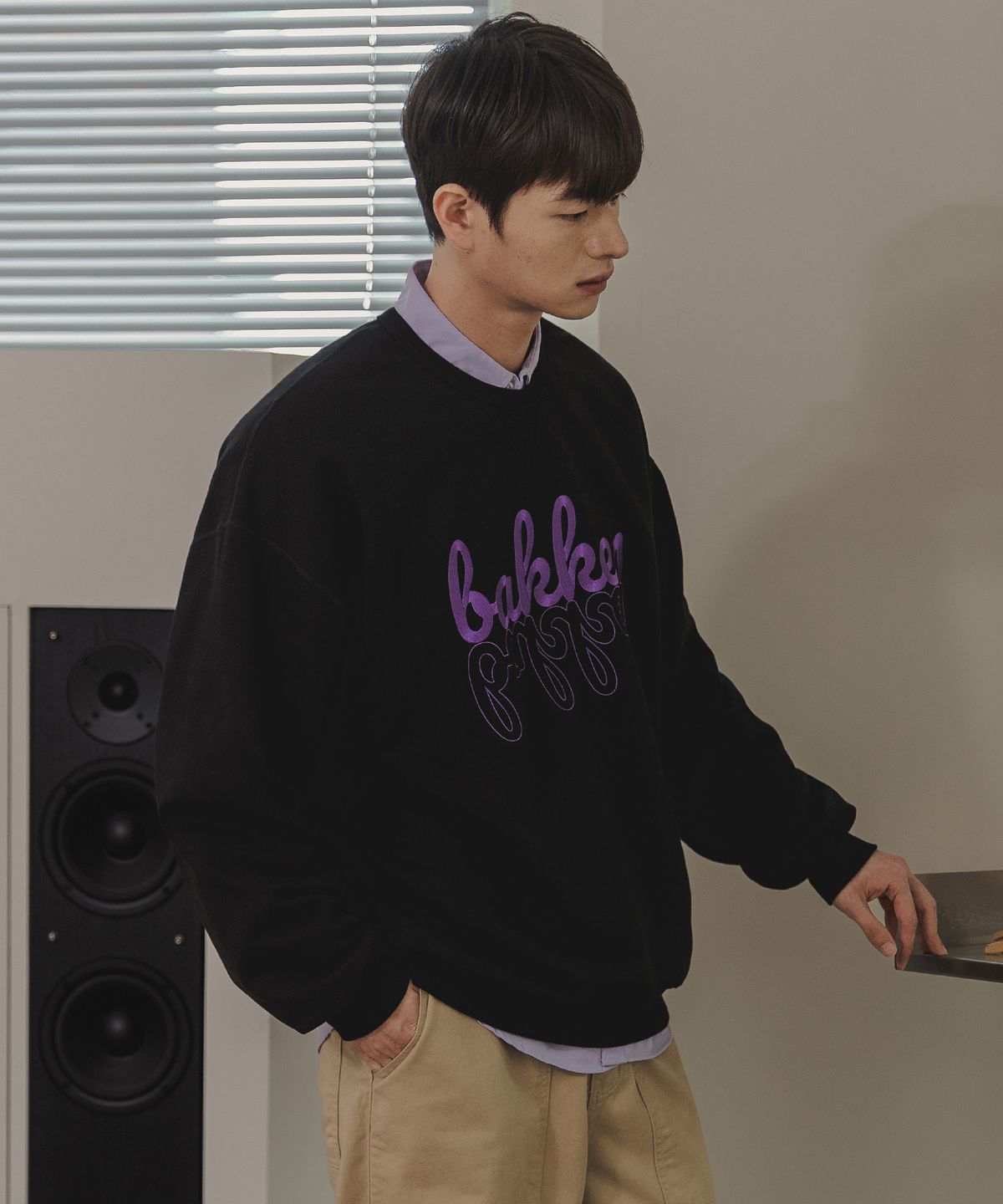 바켄(BAKKEN) Bakken 레터링 스웨트셔츠 BK5988_블랙