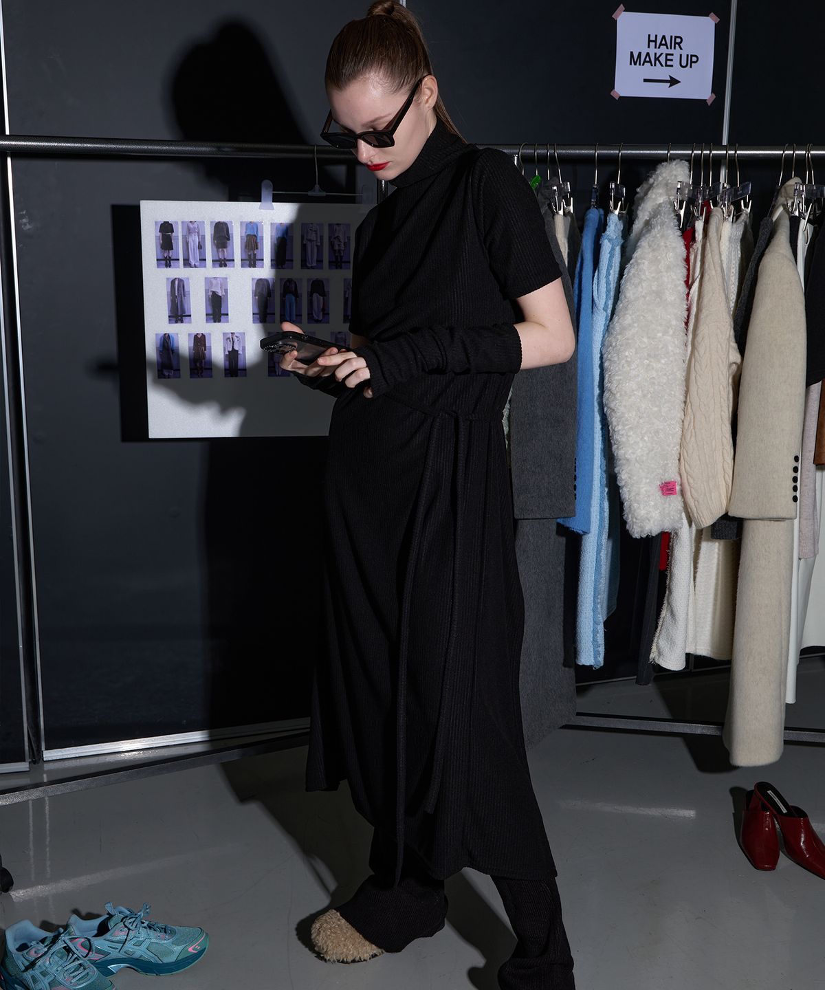 320쇼룸(320SHOWROOM) Turtle neck Wrap Long One piece Black(워머 포함)