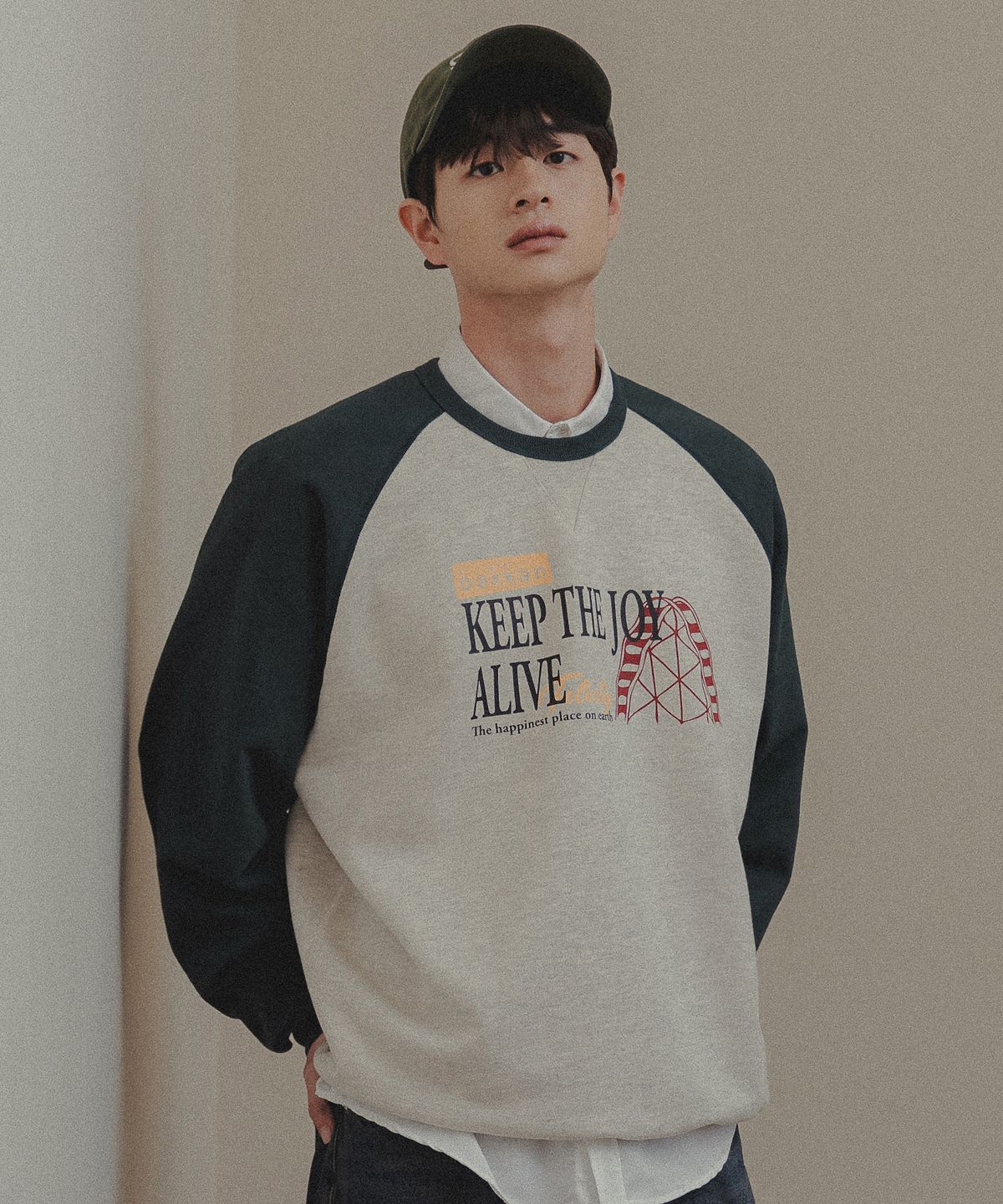 바켄(BAKKEN) Keep The Joy Alive 래글런 스웨트셔츠 BK5987_오트밀