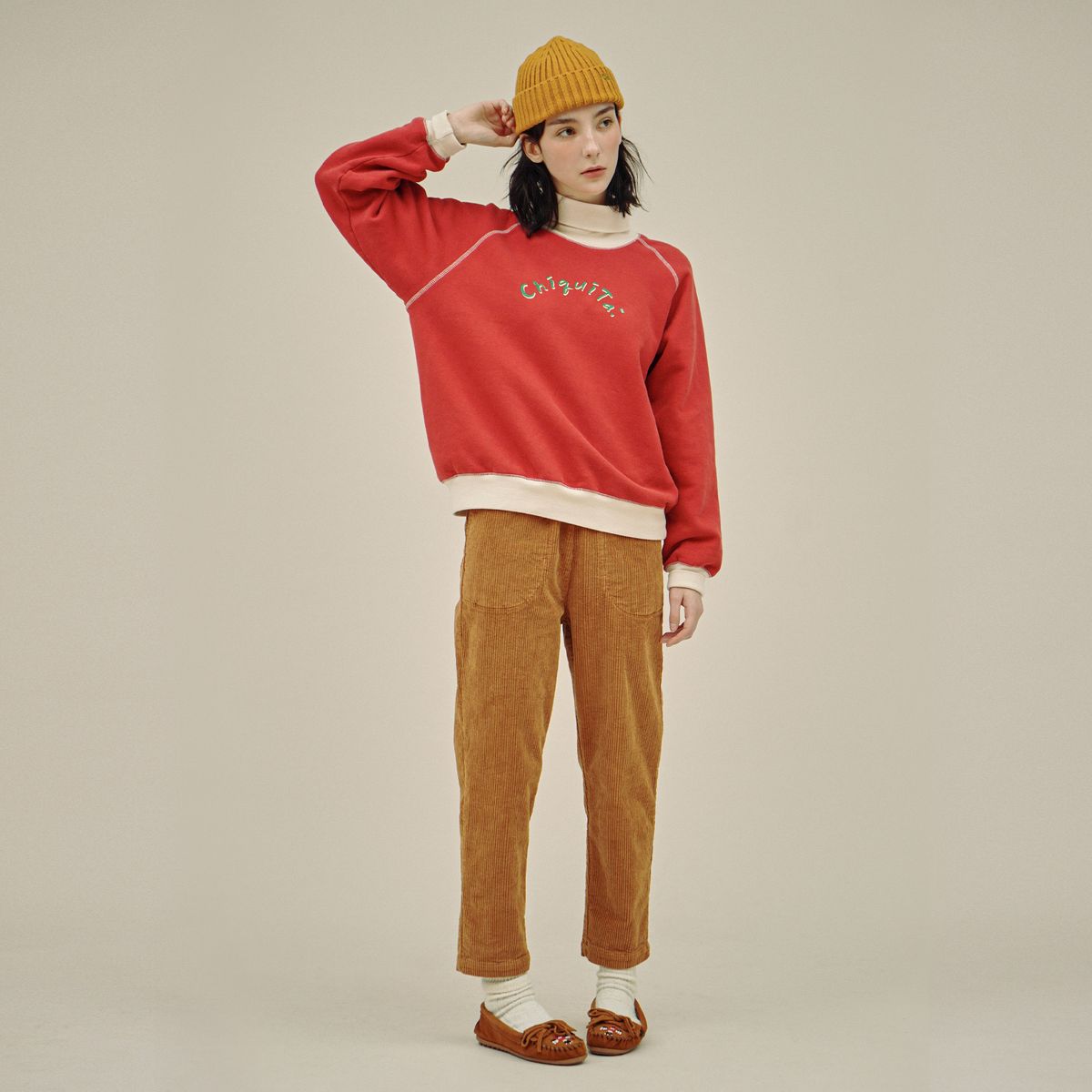 치키타(CHIQUITA) 슬림 퍼티그 팬츠 (코듀로이) 카멜 234503SCM