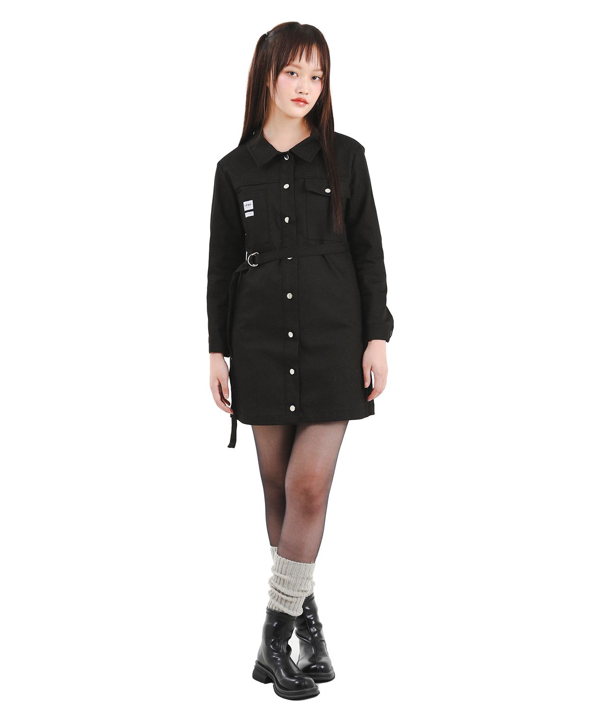 카타르시스(KATHARSIS) 데일리 카치온 데님 미니 원피스 브라운블랙 S M