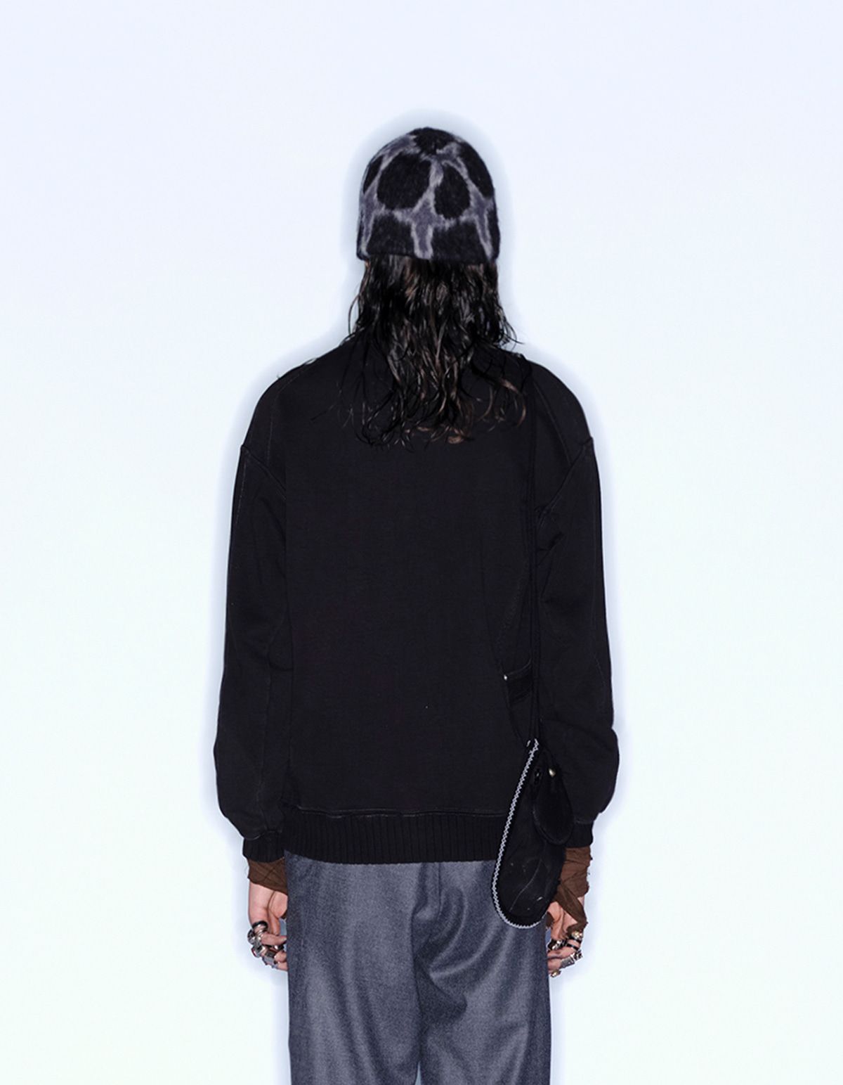 Cross Angora Beanie - Black