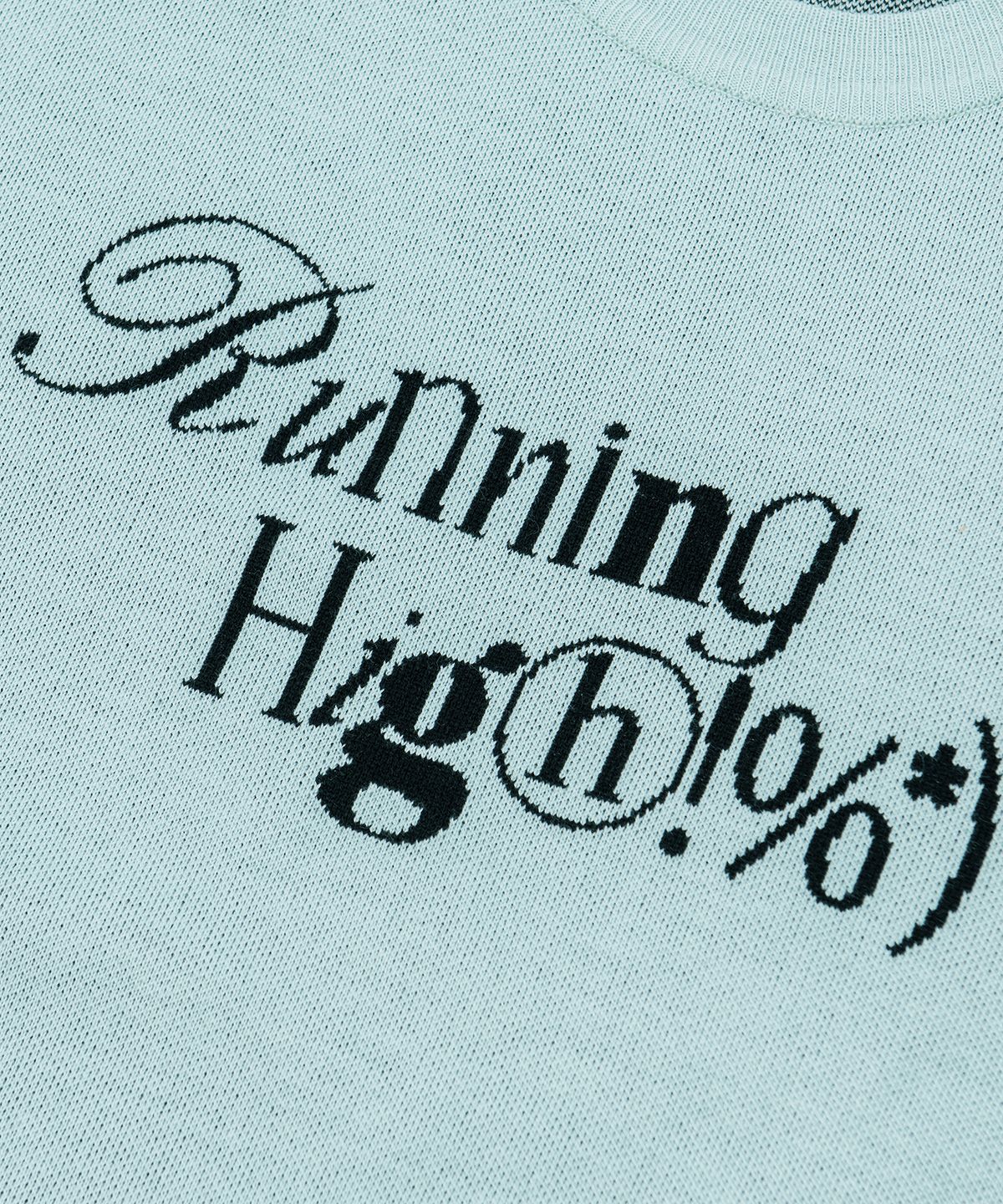 러닝하이(RUNNINGHIGH) 미니멀 로고 자카드 니트 풀오버 [민트]