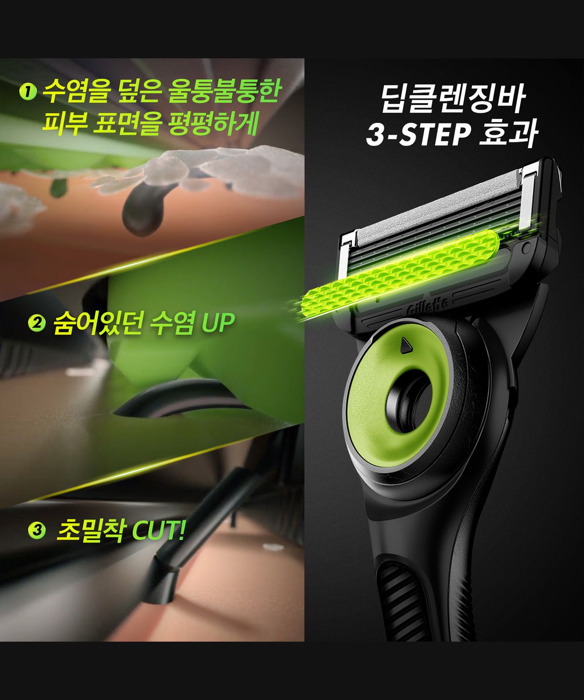 질레트(GILLETTE) 랩스 딥클렌징바 면도기 네온나이트(핸들1입+면도날1입+행어)