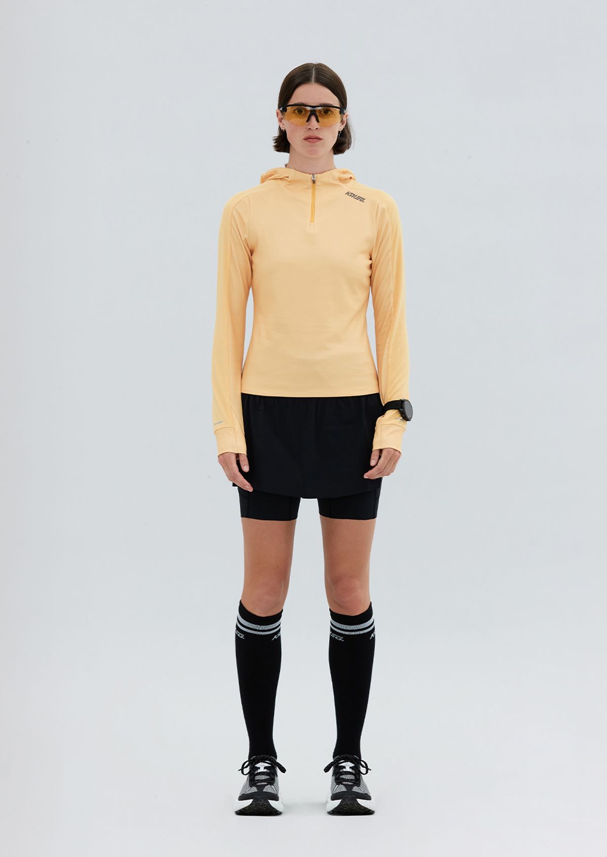 칼렉(KALEG) WOMENS AIR BLADE HALF ZIP T SHIRTS (ATHLETIC) SOFT ORANGE