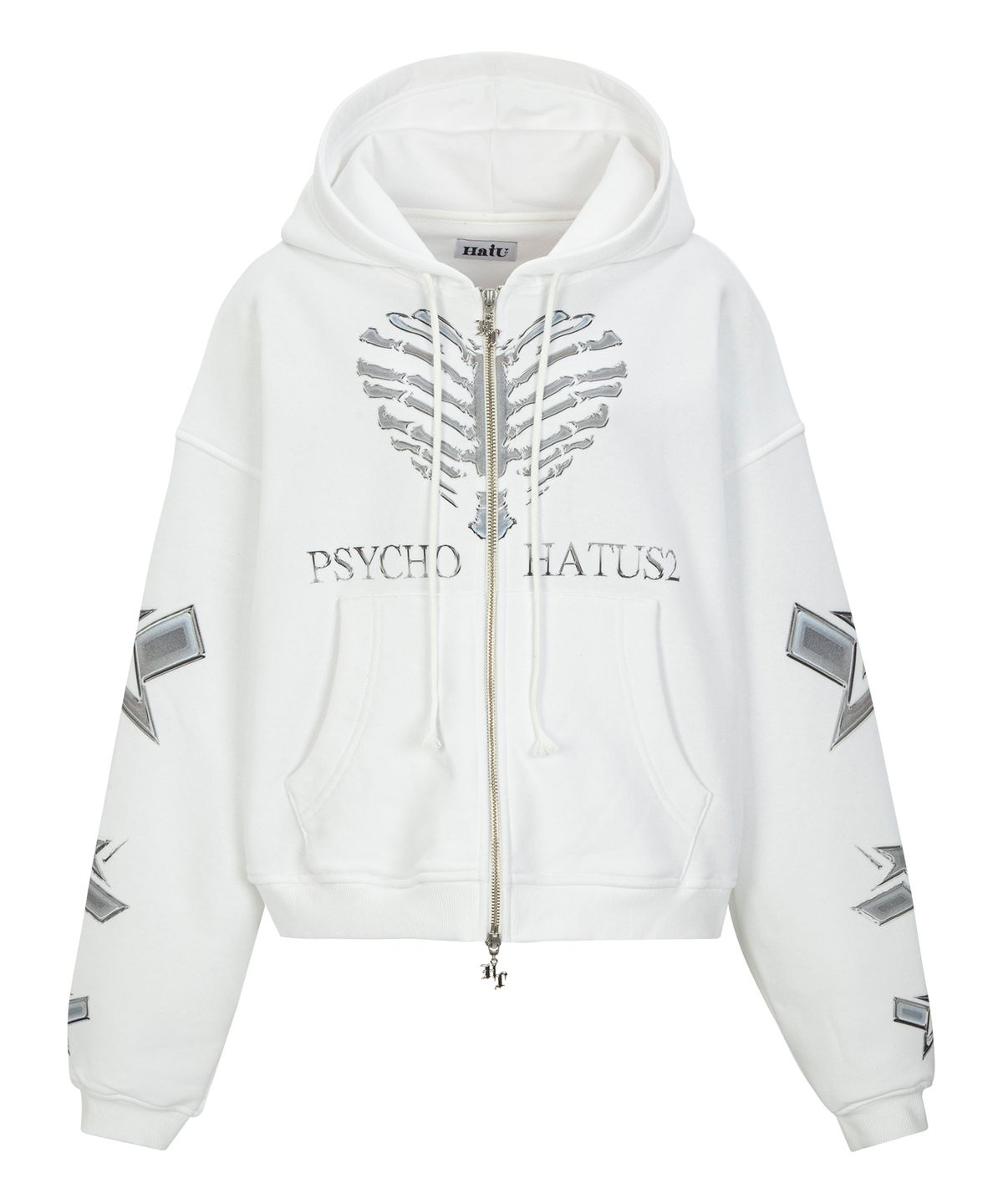 하투(HATU) CUTE AND PSYCHO HOOD ZIP-UP WHITE