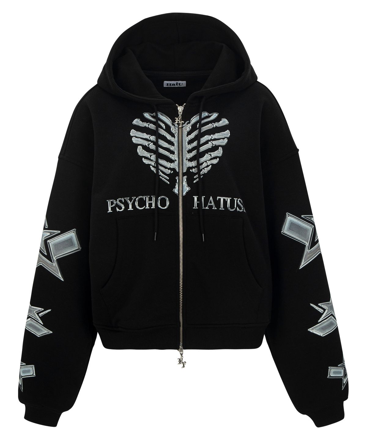 하투(HATU) CUTE AND PSYCHO HOOD ZIP-UP BLACK