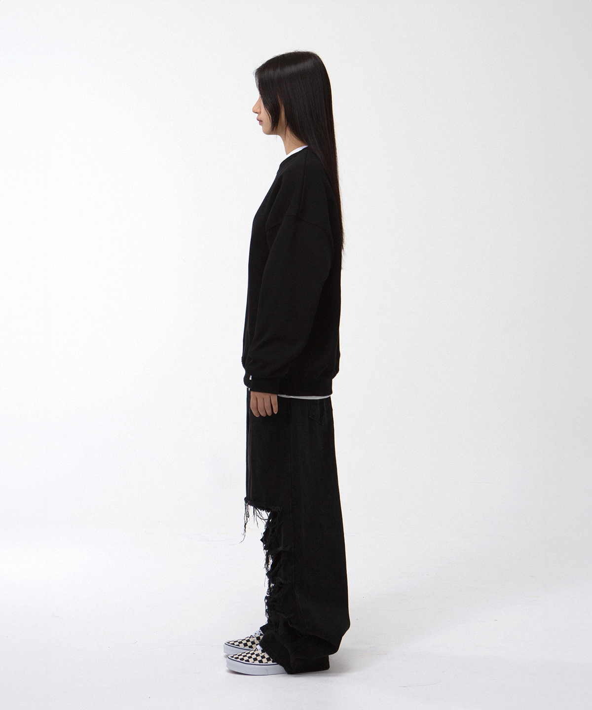 얀코 아르프(JANCO ARP) 아메리칸 래빗 오버핏 스웻 셔츠 - 블랙