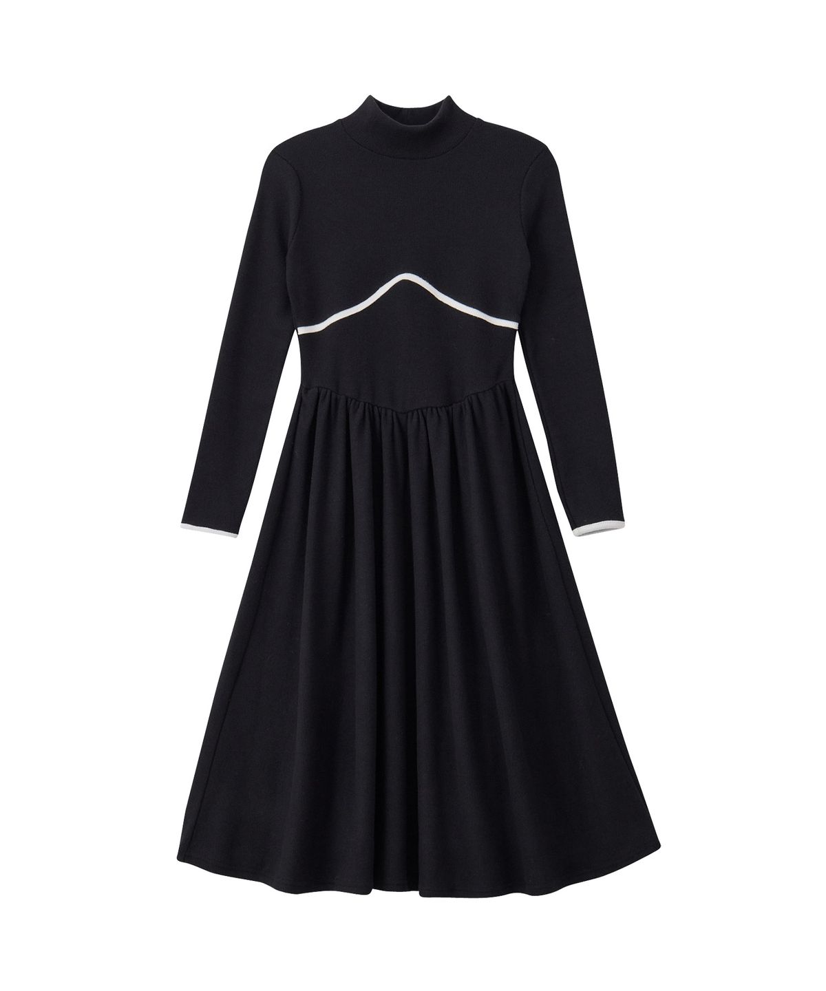 살롱 드 욘(SALON DE YOHN) Line Point High Neck Dress_ Black