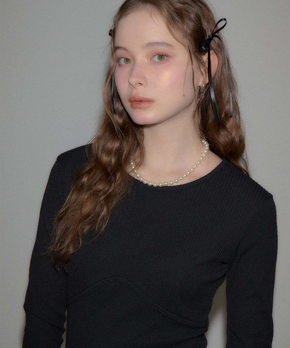 살롱 드 욘(SALON DE YOHN) Line Point Basic Jersey Dress_ Black