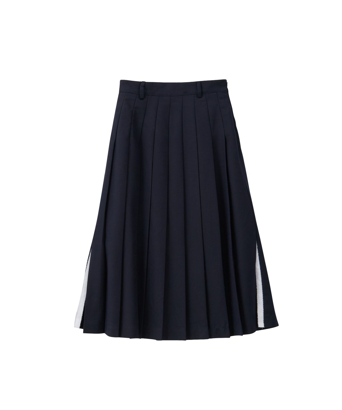 살롱 드 욘(SALON DE YOHN) Side Slit Pleated Midi Skirt_ Navy