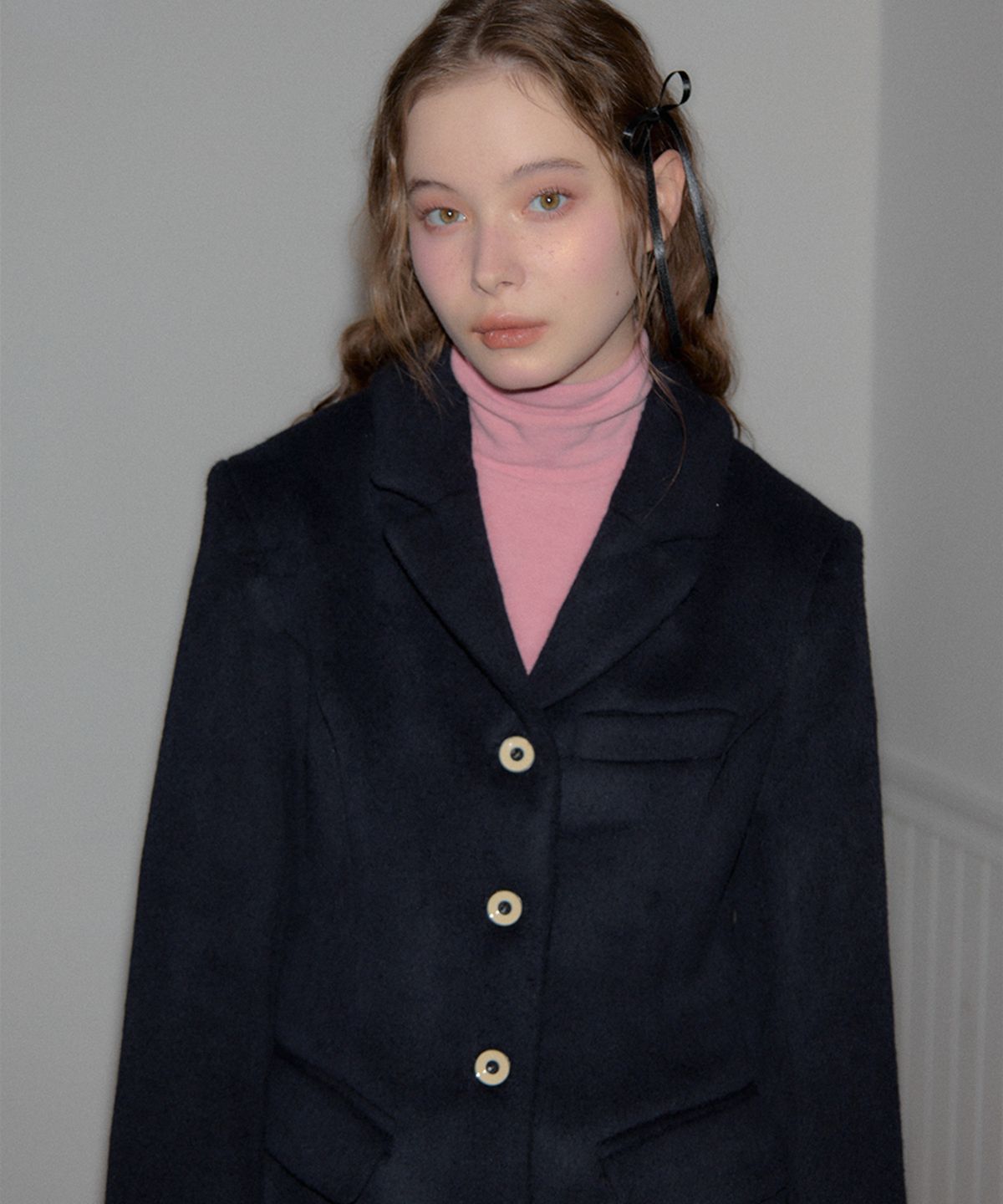 살롱 드 욘(SALON DE YOHN) Hourglass Long Coat_ Navy