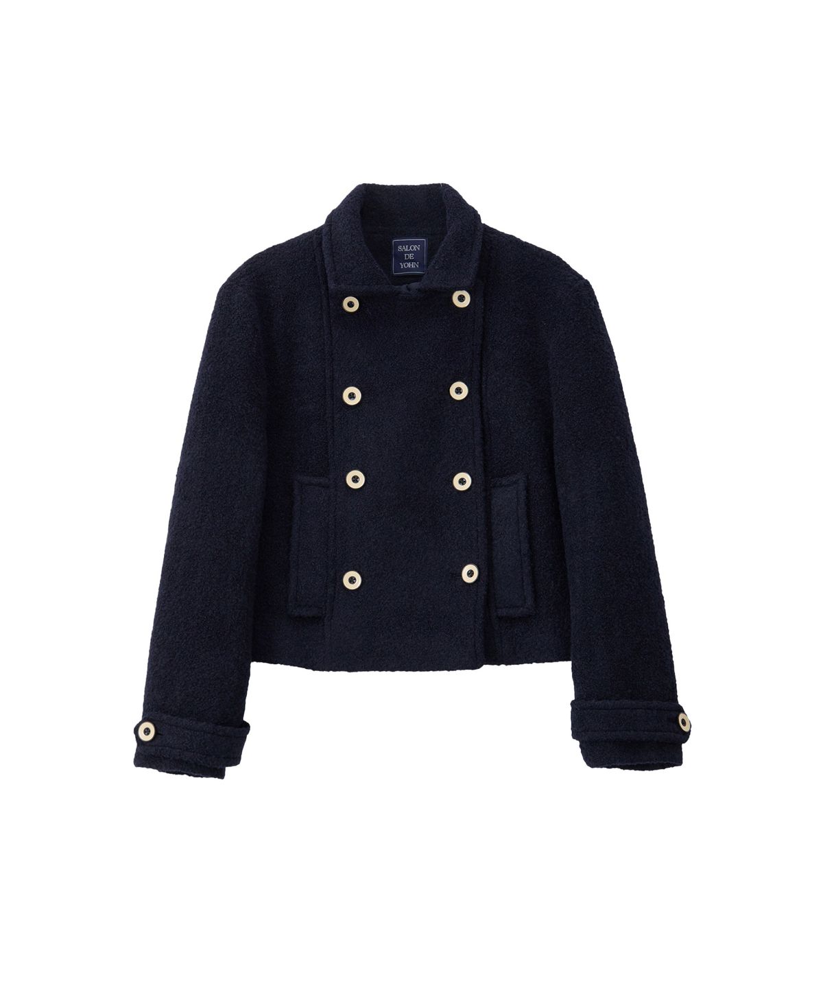 살롱 드 욘(SALON DE YOHN) Button Point Double Wool Coat_ Navy