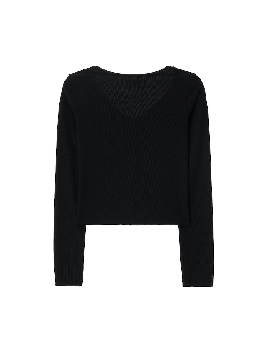 MUSINSA公式 | GLOWNY G CLASSIC RIB V-NECK CARDIGAN (BLACK)