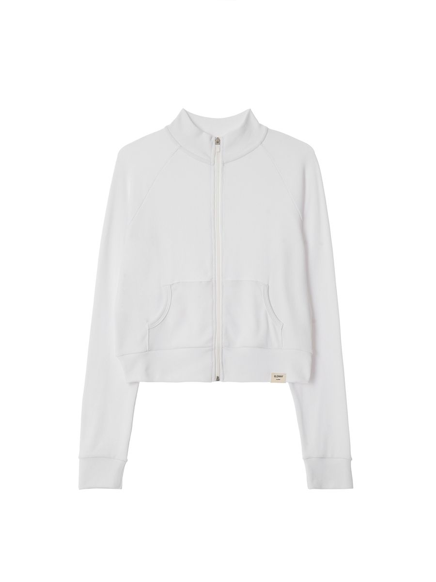 MUSINSA公式 | GLOWNY G CLASSIC RIB TRACK ZIP-UP (WHITE)