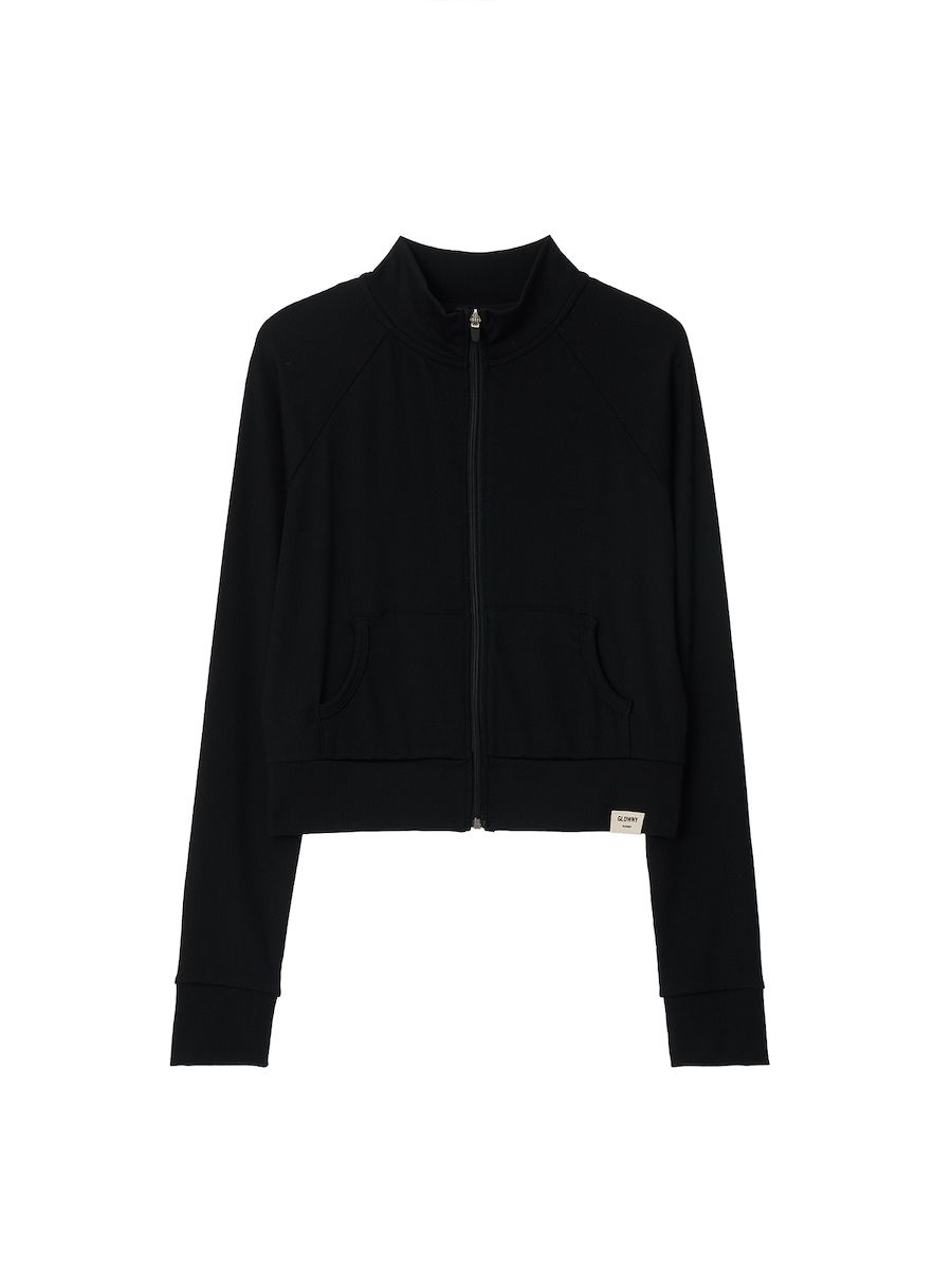 MUSINSA | GLOWNY G CLASSIC RIB TRACK ZIP-UP (BLACK)