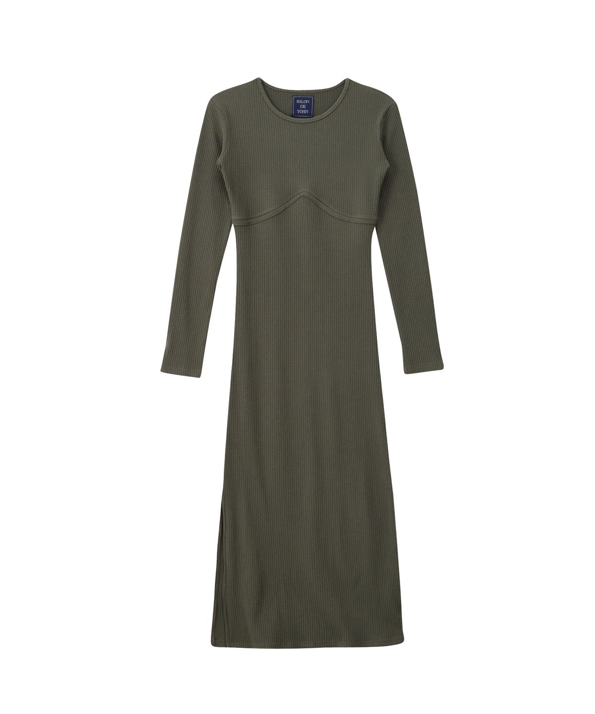 살롱 드 욘(SALON DE YOHN) Line Point Basic Jersey Dress_ Khaki