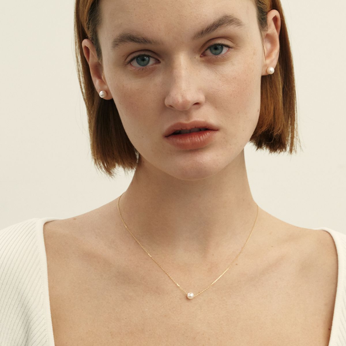 룬느(LUNNE) 14k 에센셜 아코야 6.5mm 해수진주 귀걸이 (14k골드) #LCE07