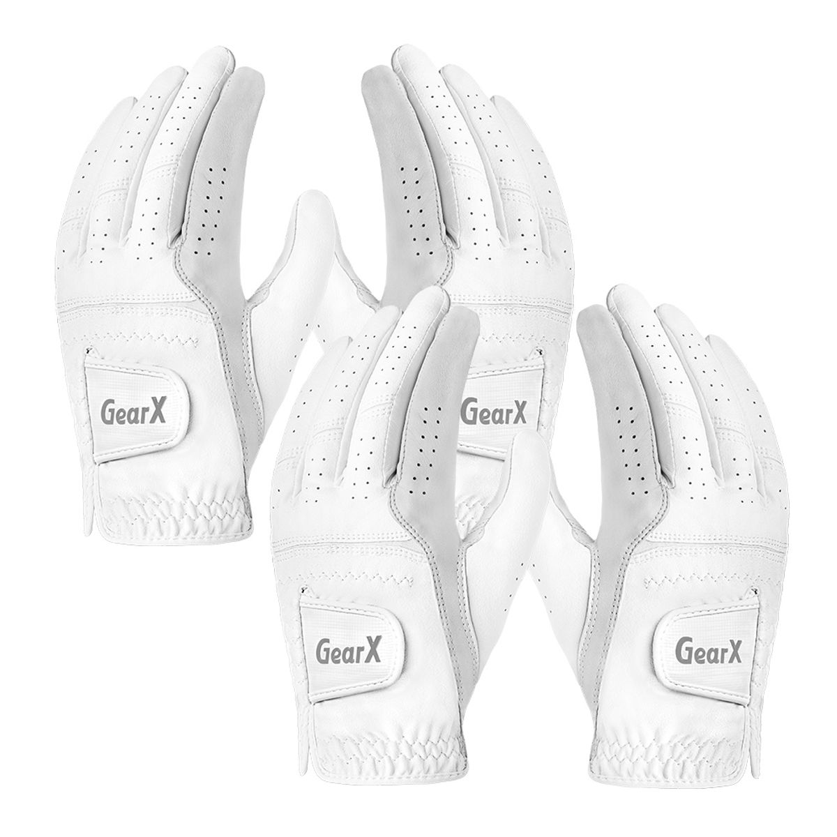 기어엑스(GEARX) 베이직 알파 반양피 골프장갑 흰색 여성용 양손 2세트