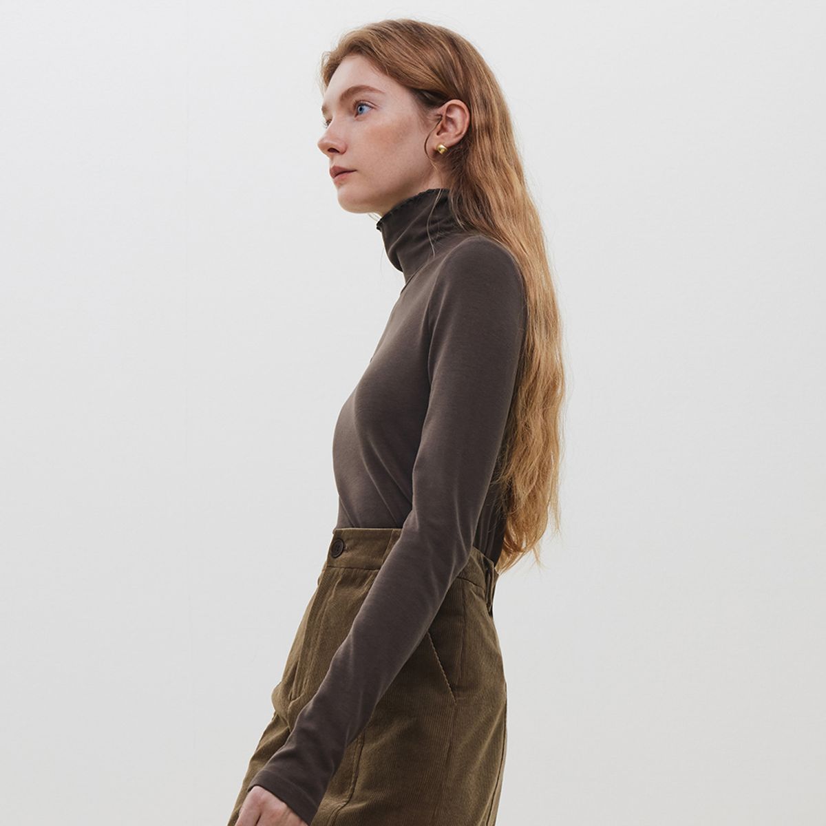 웬스데이딜라잇(WEDNESDAY DELIGHT) WD_Wave turtleneck knit top_BROWN