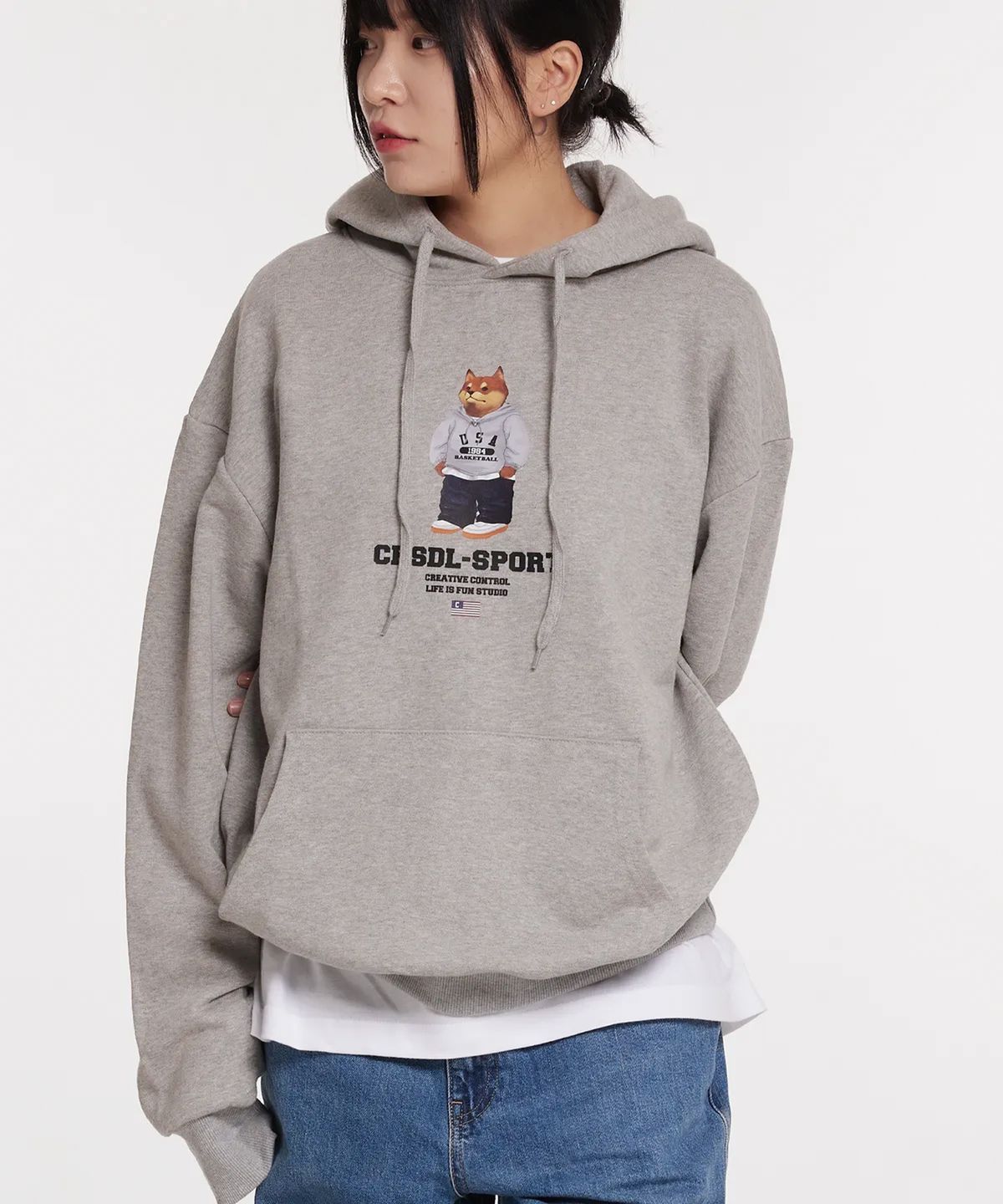 크림소다랩(CREAM SODA LAB) 씨알에스디엘 스포츠 파쿠 후드 그레이