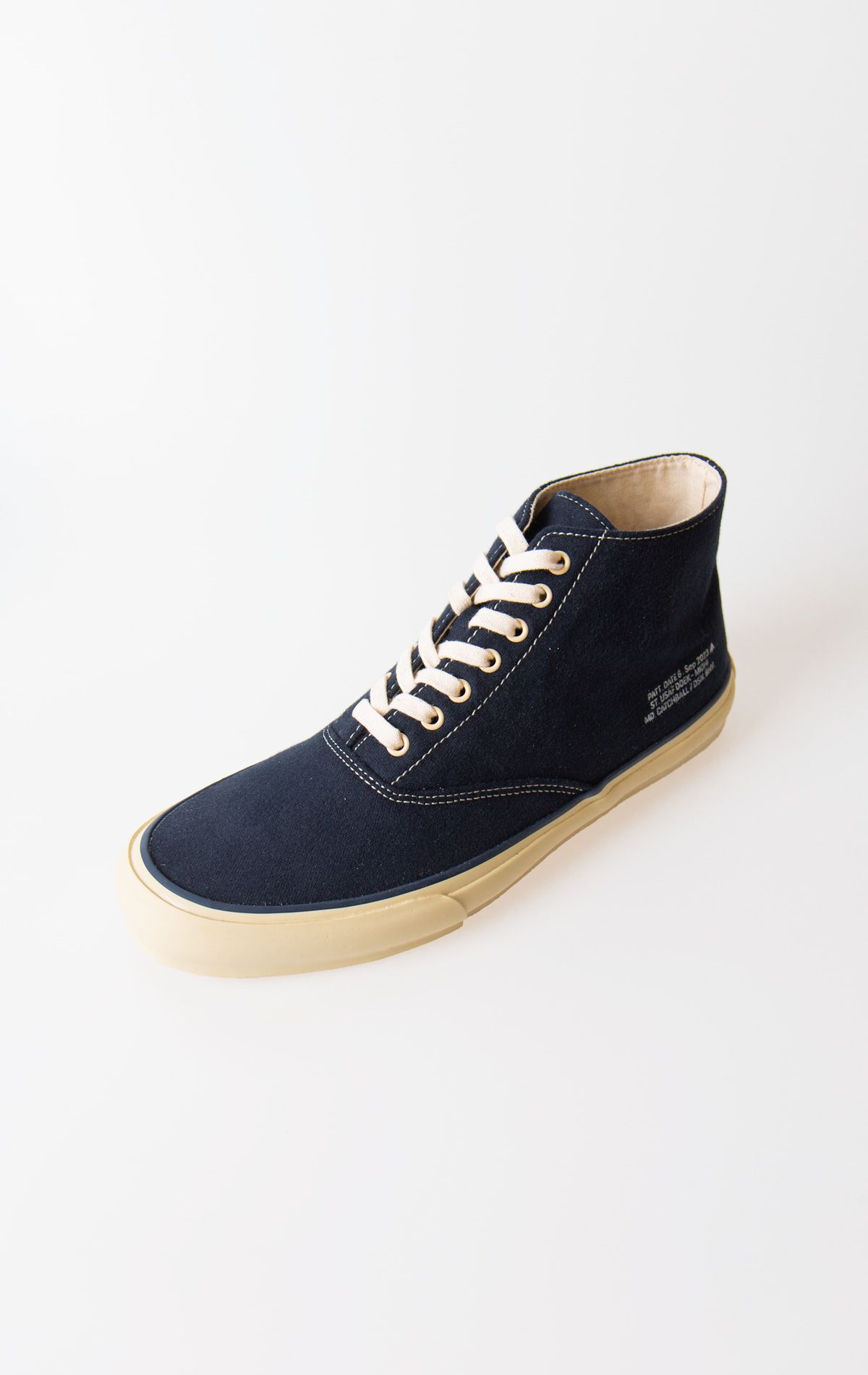비헤비어(BEHEAVYER) X CATCHBALL MOLESKIN DECK SHOES MID HI navy