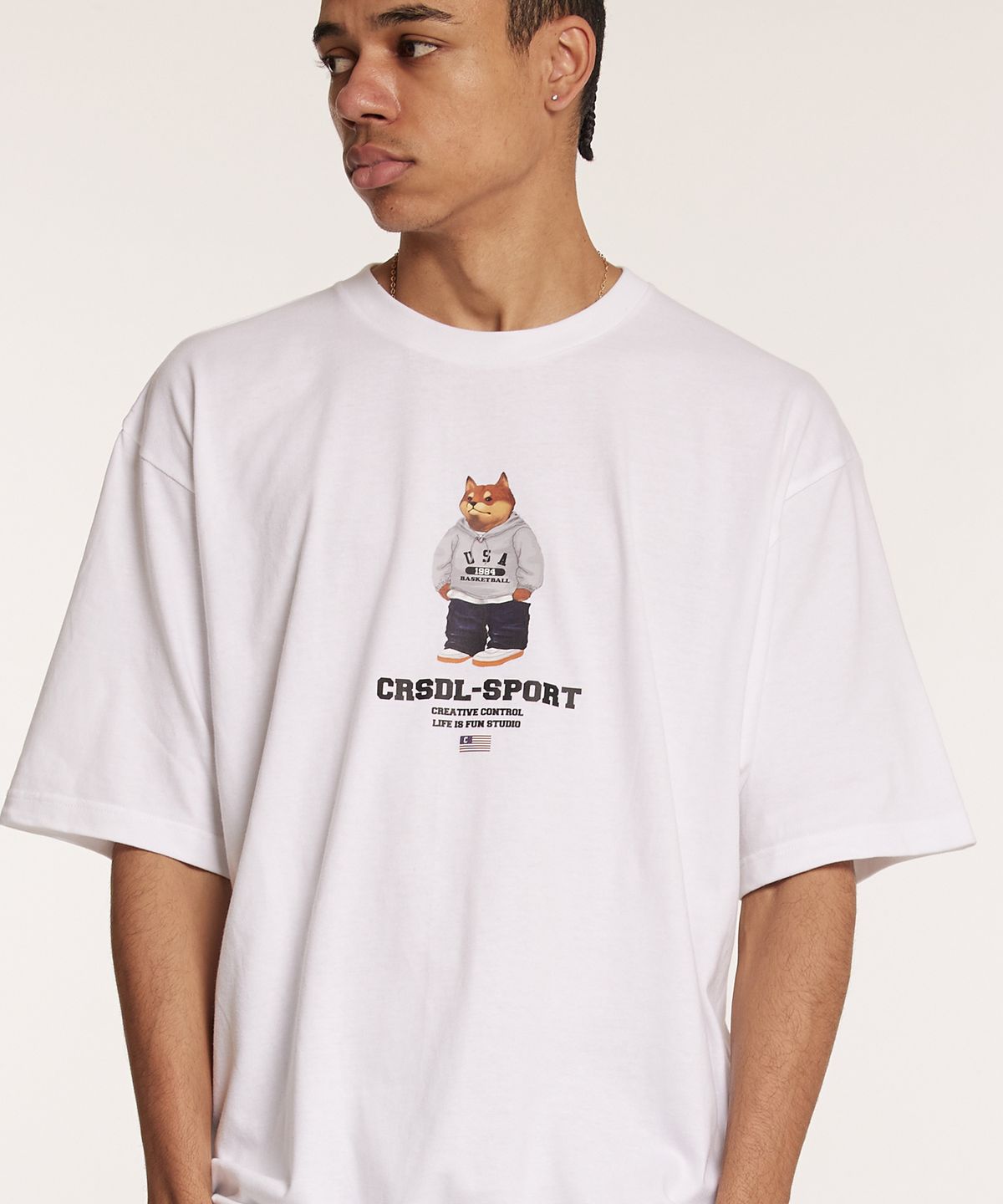 크림소다랩(CREAM SODA LAB) 씨알에스디엘 스포츠 파쿠 반팔티 화이트블랙