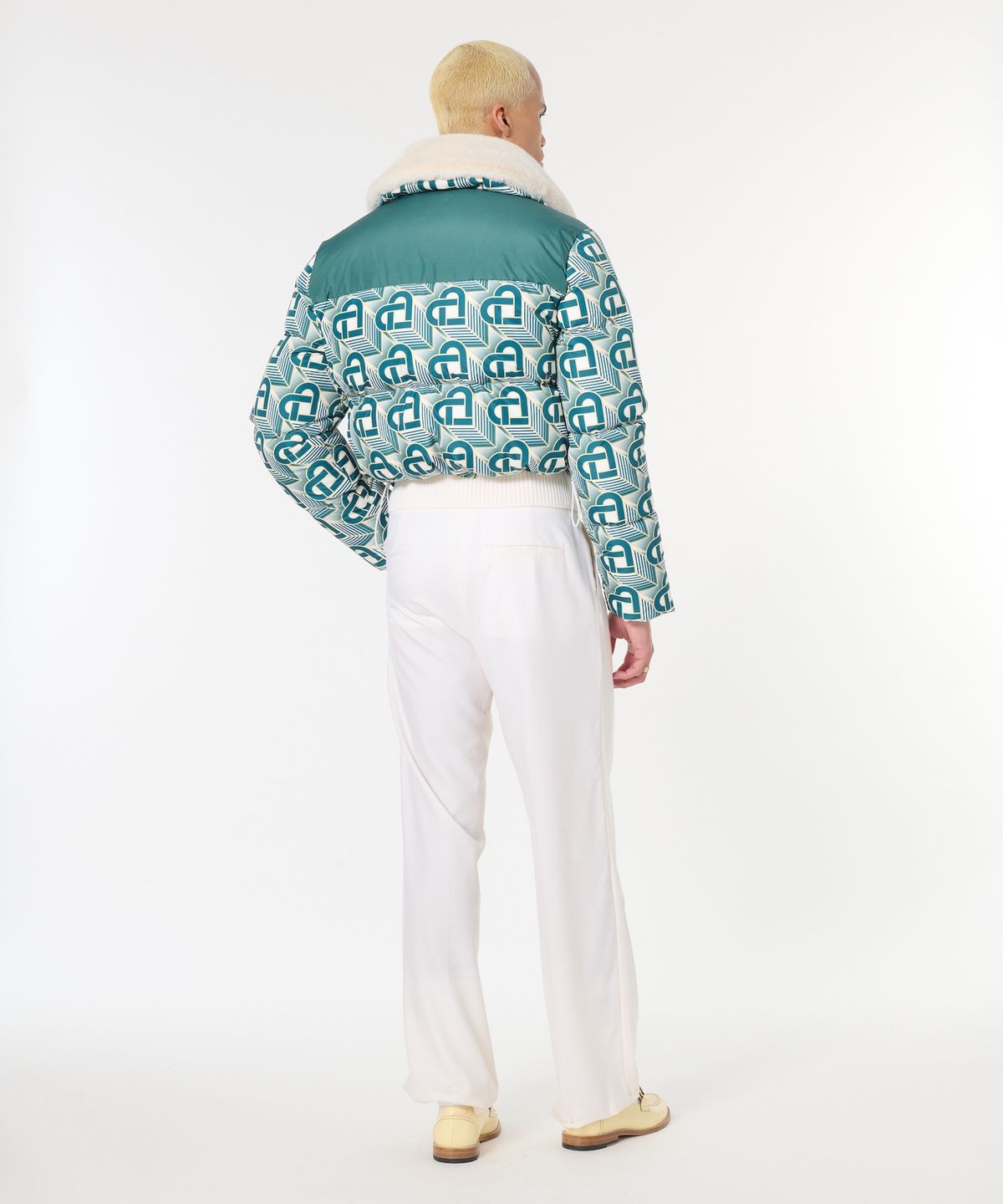 카사블랑카(CASABLANCA) (M) 프린트 푸퍼 자켓 모노그램 그린 PRINTED PUFFER JACKET HEART MONOGRAMME GREEN