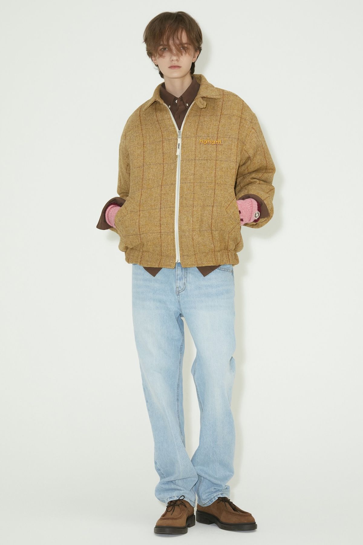 노앙(NOHANT) HARRIS TWEED BLOUSON JACKET MUSTARD CHECK