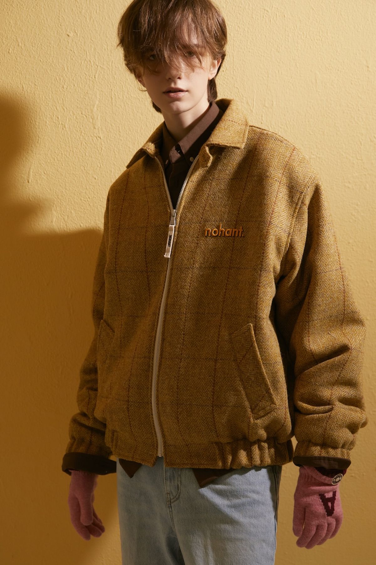노앙(NOHANT) HARRIS TWEED BLOUSON JACKET MUSTARD CHECK