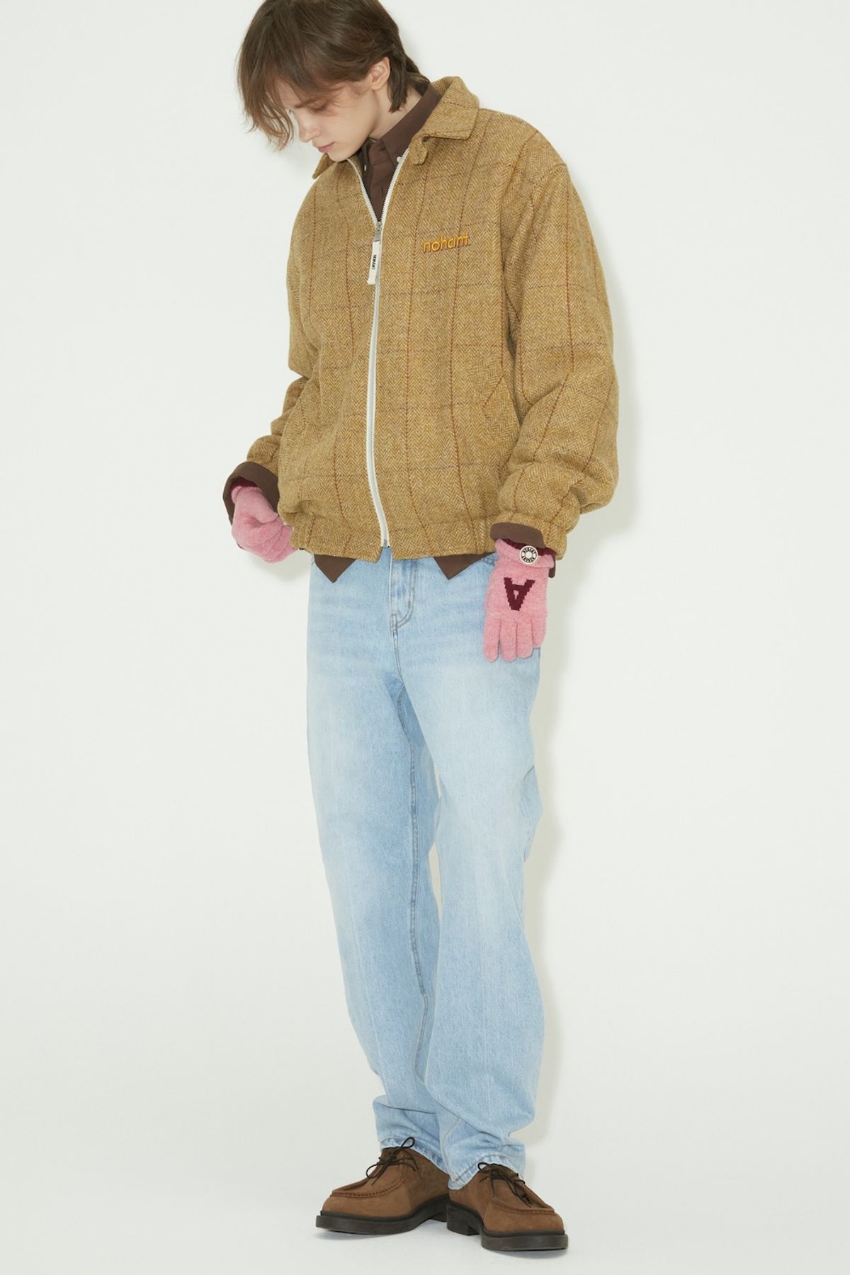 노앙(NOHANT) HARRIS TWEED BLOUSON JACKET MUSTARD CHECK