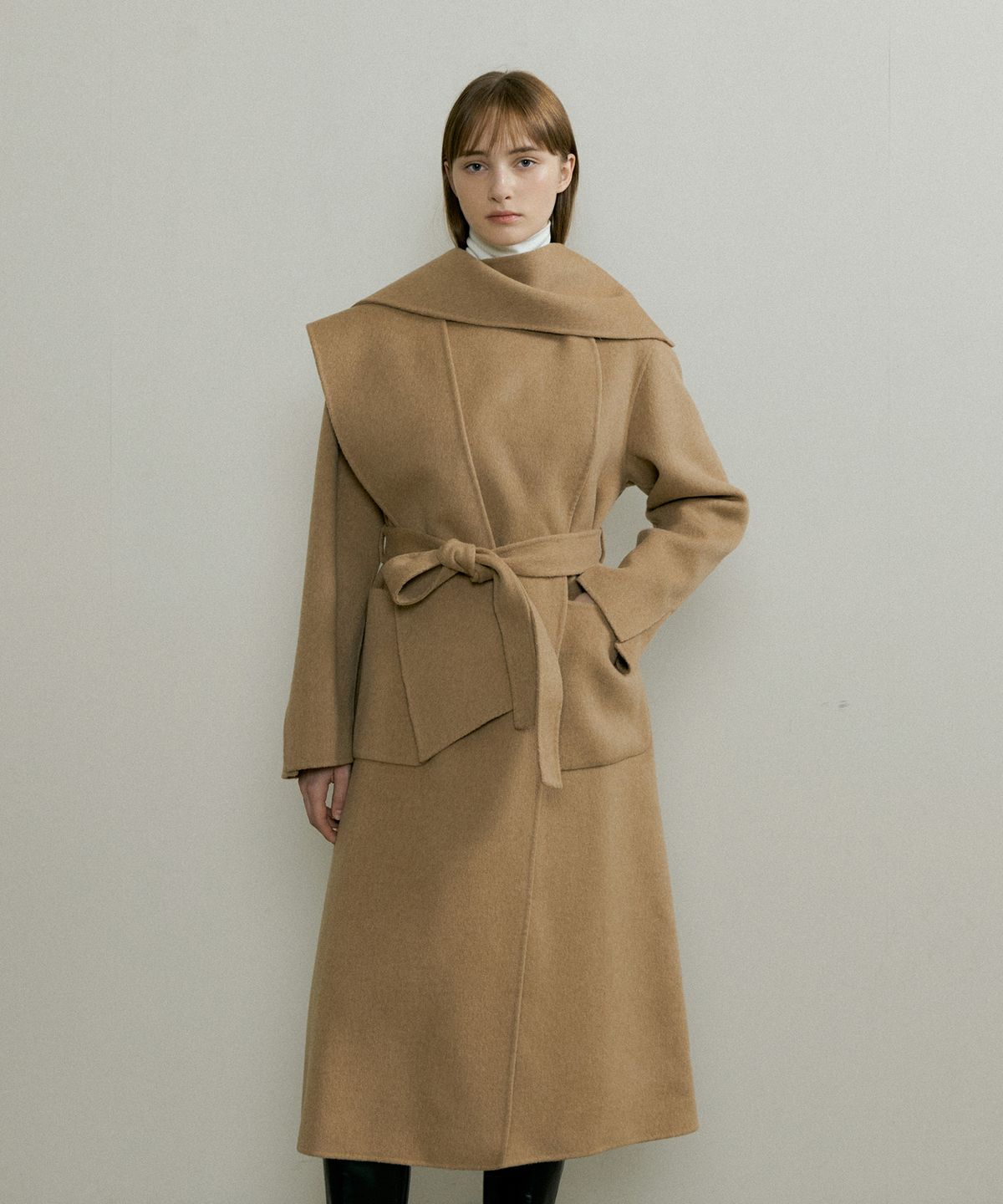 더페니(THE PENNY) ROUND SHAWL LONG COAT