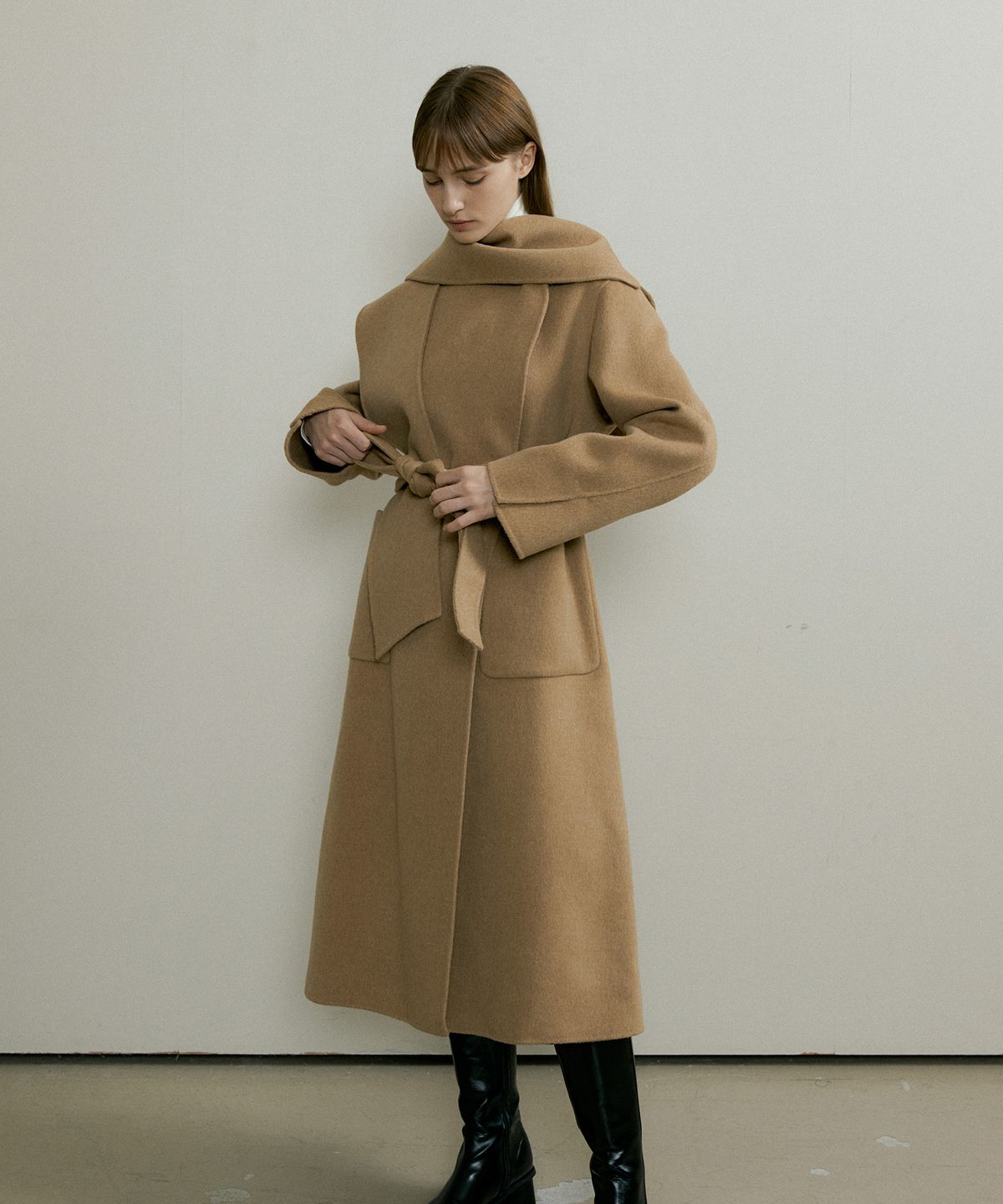 더페니(THE PENNY) ROUND SHAWL LONG COAT