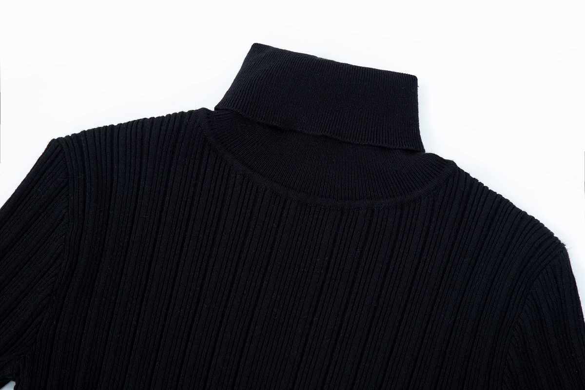 샐러드바구니(SALAD BAGUNI) Polo Neck Ribbed Pullover - black