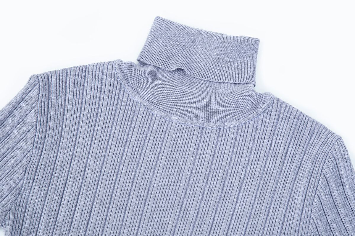 샐러드바구니(SALAD BAGUNI) Polo Neck Ribbed Pullover - purple