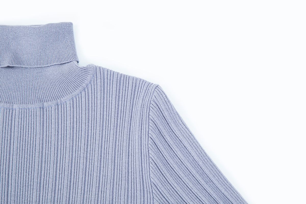 샐러드바구니(SALAD BAGUNI) Polo Neck Ribbed Pullover - purple