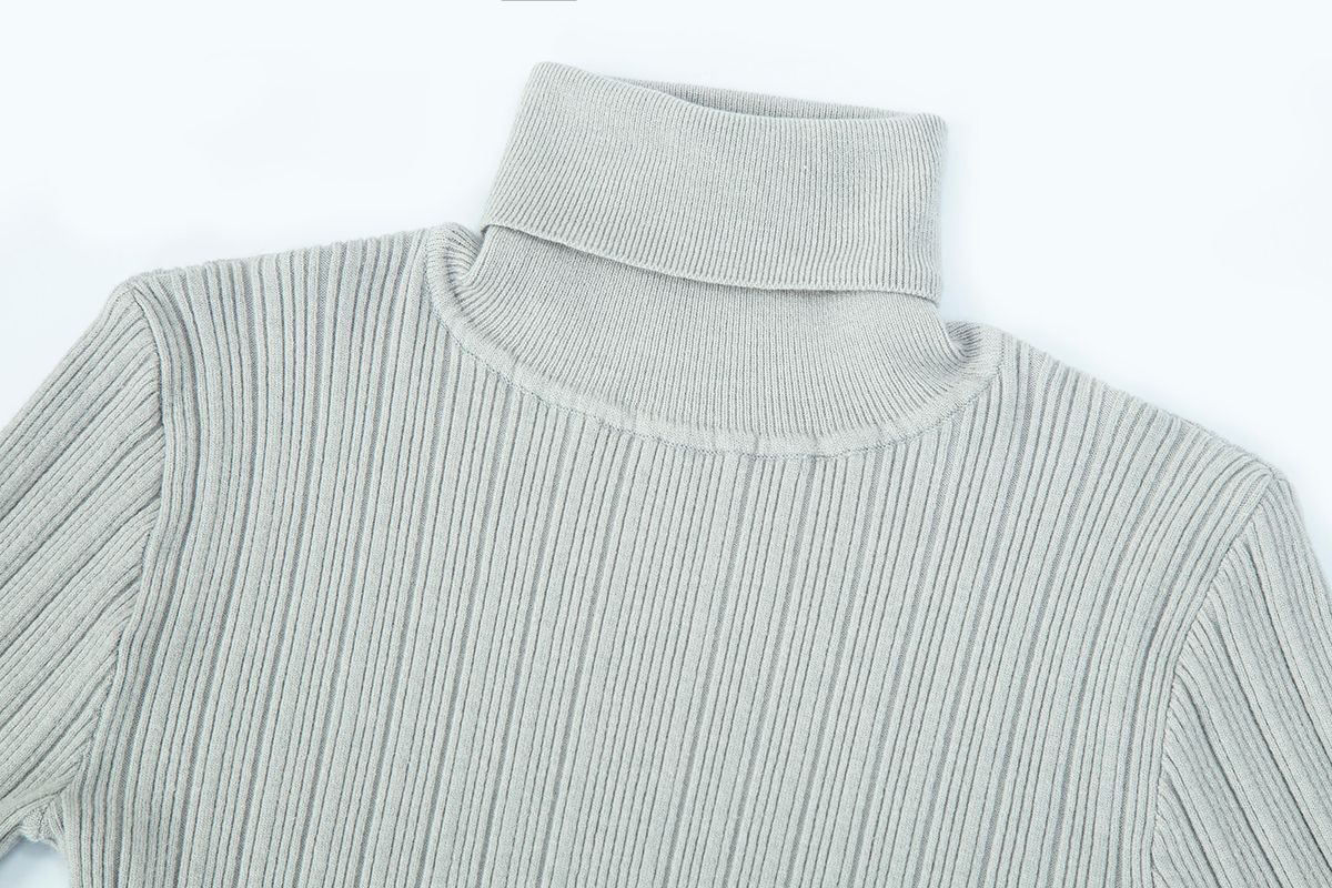 샐러드바구니(SALAD BAGUNI) Polo Neck Ribbed Pullover - gray