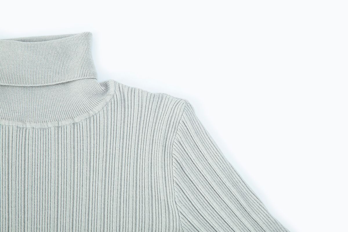 샐러드바구니(SALAD BAGUNI) Polo Neck Ribbed Pullover - gray