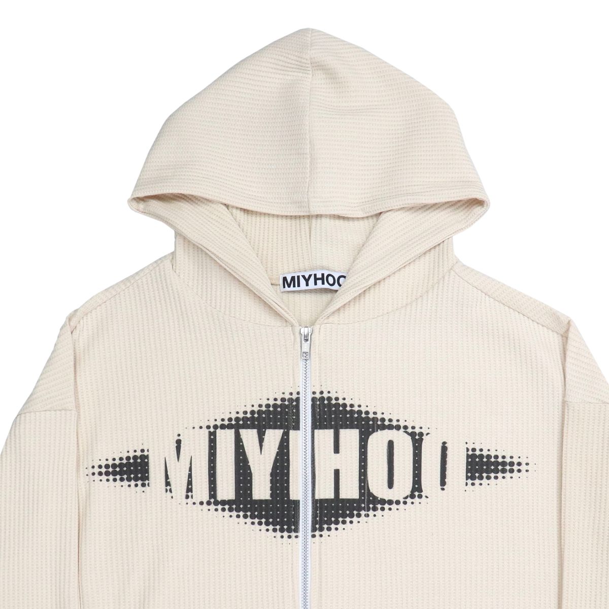 미와이후(MIYHOO) LOGO HOODIE KNIT ZIP-UP ( IVORY )
