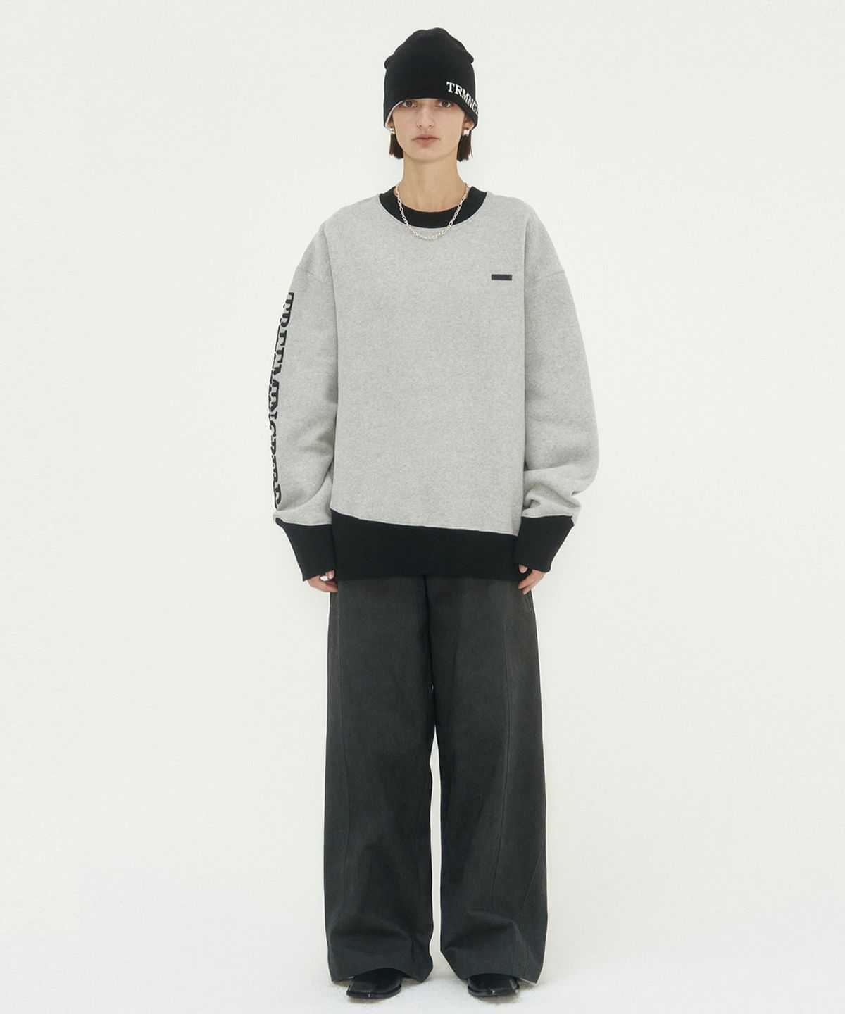 트리밍버드(TREEMINGBIRD) Oblique Line Sweat Shirt [ Gray ]