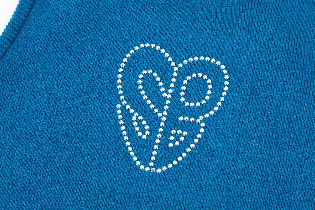 샐러드바구니(SALAD BAGUNI) Hotfix Sleeveless Knit Top - blue