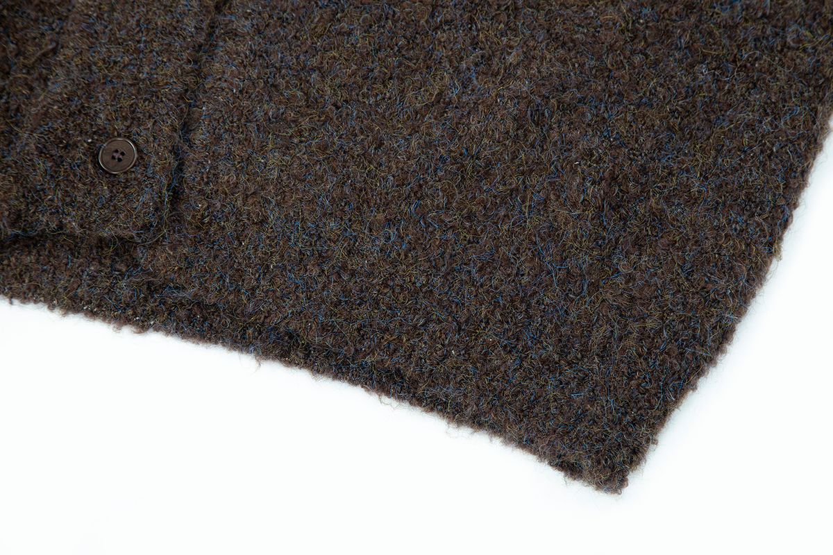 샐러드바구니(SALAD BAGUNI) Oversized Wool Boucle V-neck Cardigan - brown