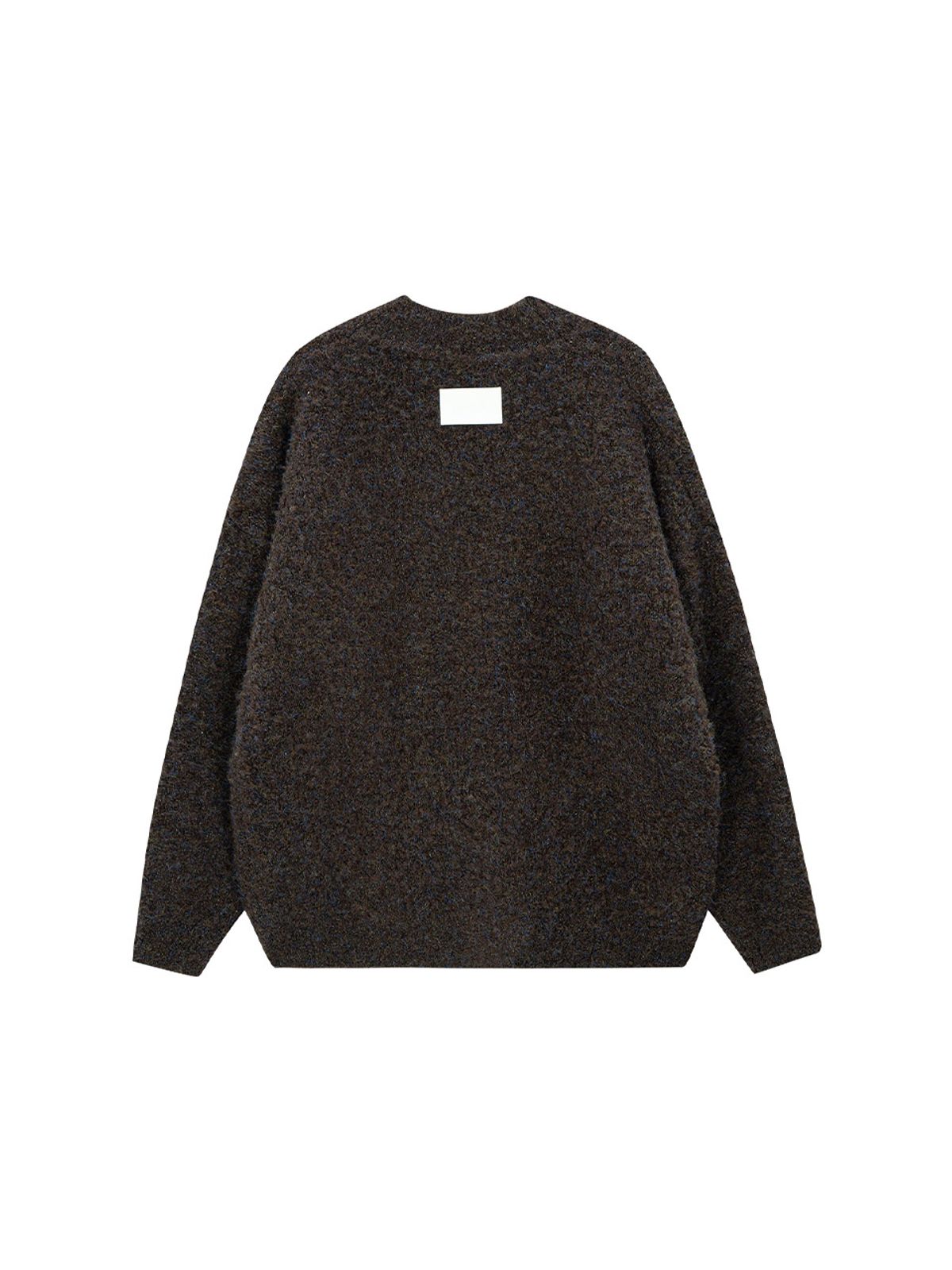샐러드바구니(SALAD BAGUNI) Oversized Wool Boucle V-neck Cardigan - brown