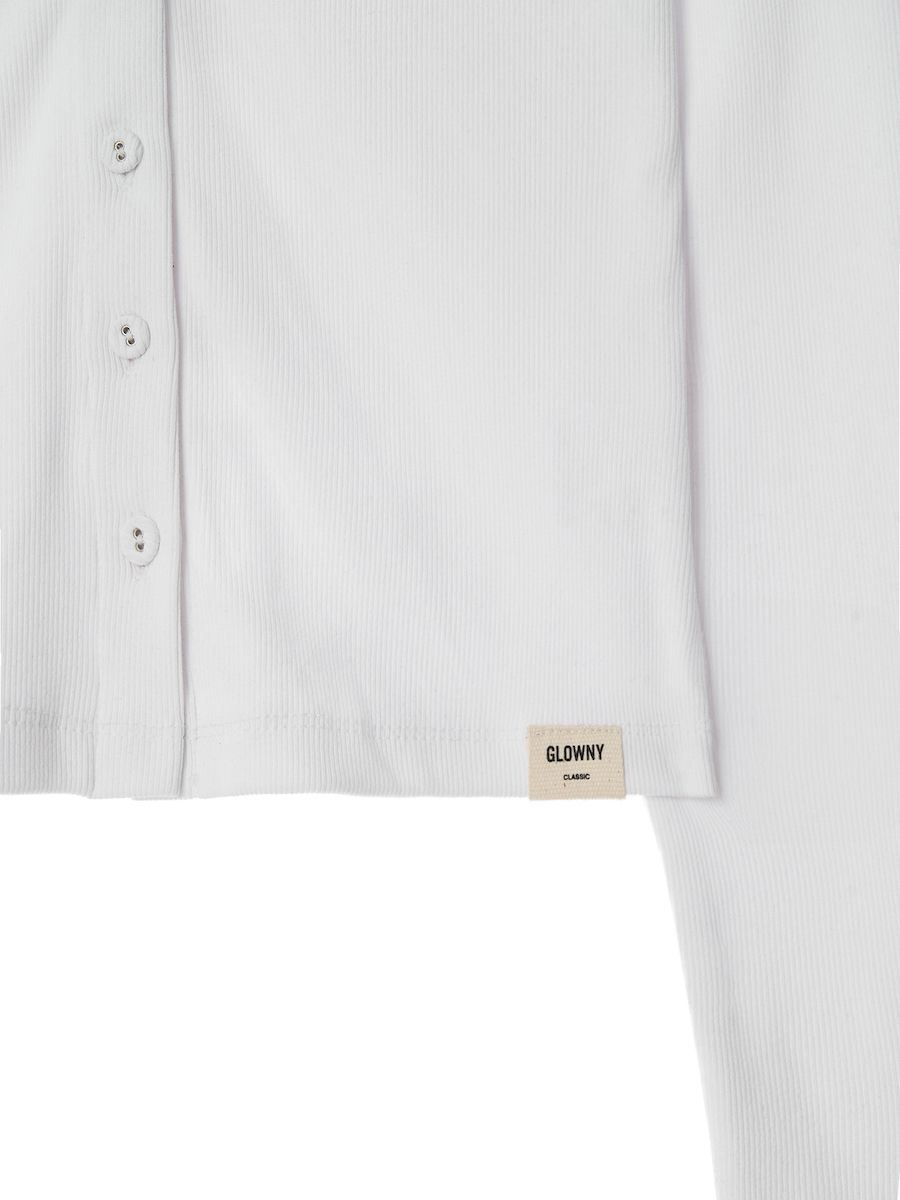 MUSINSA | GLOWNY G CLASSIC RIB V-NECK CARDIGAN (WHITE)