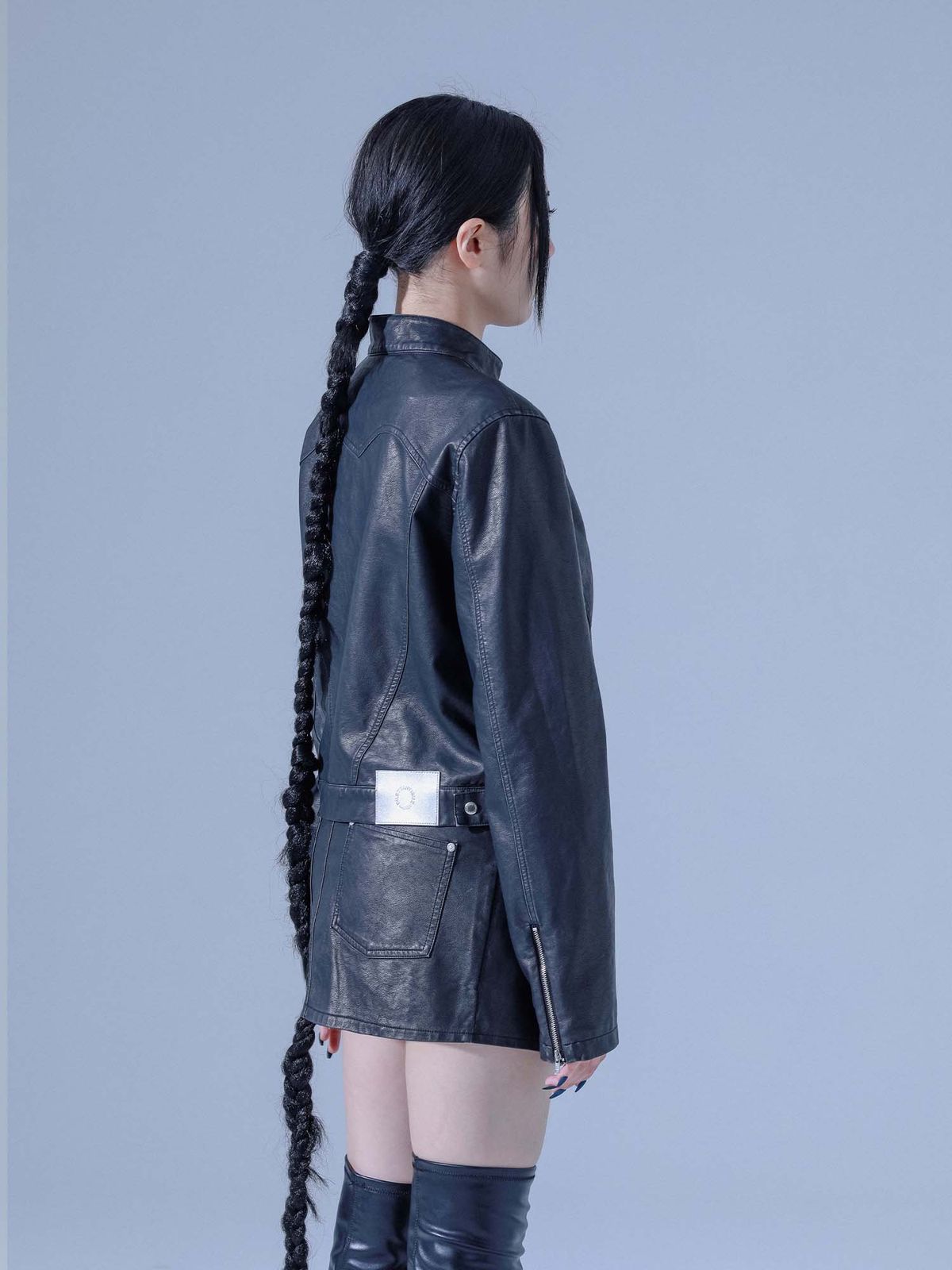 딜레탕티즘(DILETTANTISME) 피그먼트 빈티지 비건 레더 자켓 (BK)