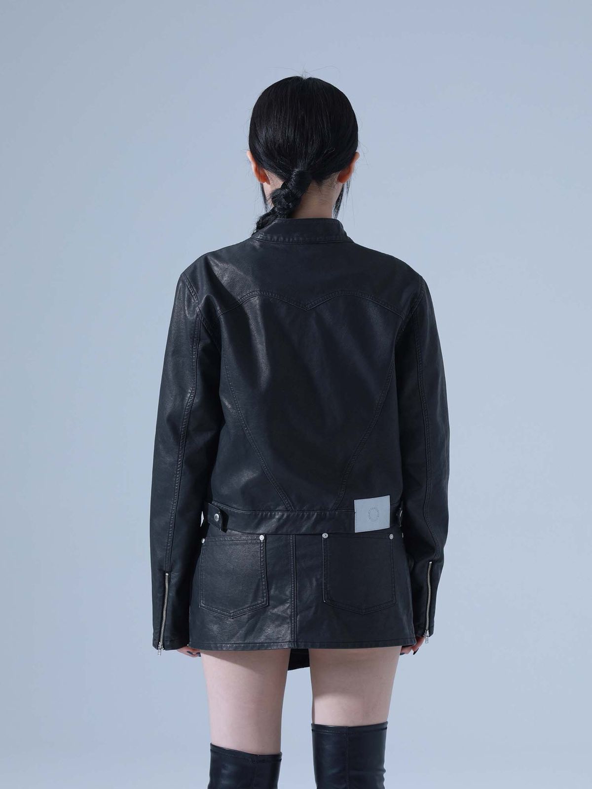 딜레탕티즘(DILETTANTISME) 피그먼트 빈티지 비건 레더 자켓 (BK)
